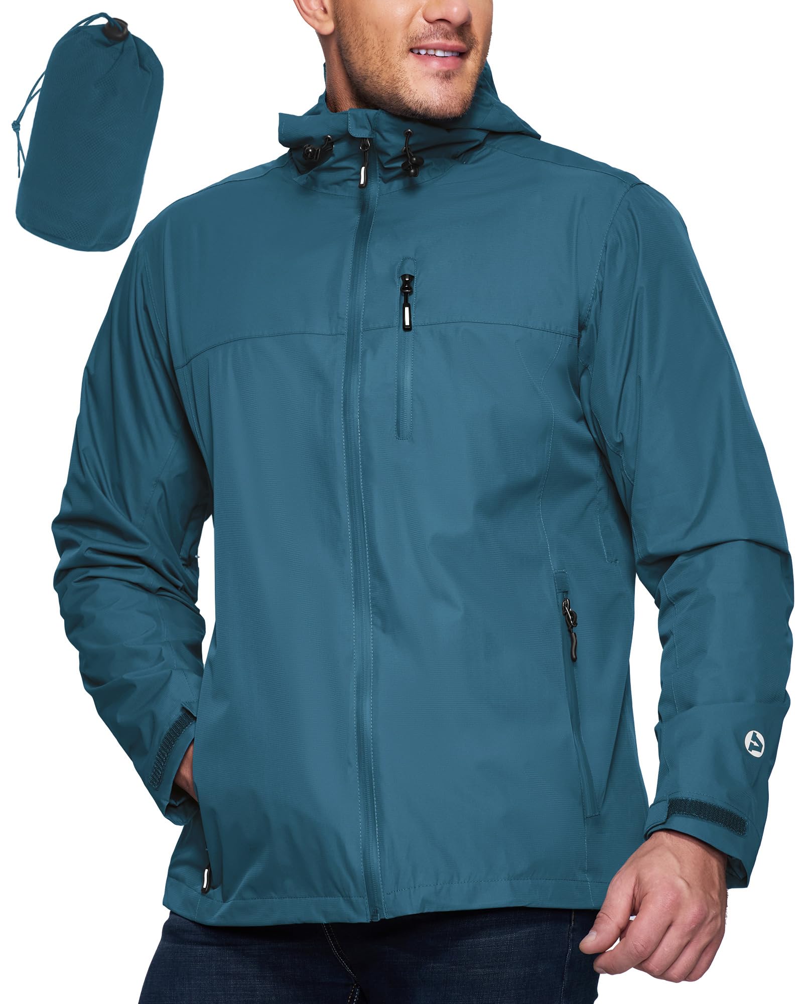 Men's Waterproof Lightweight Packable Rain Jacket
