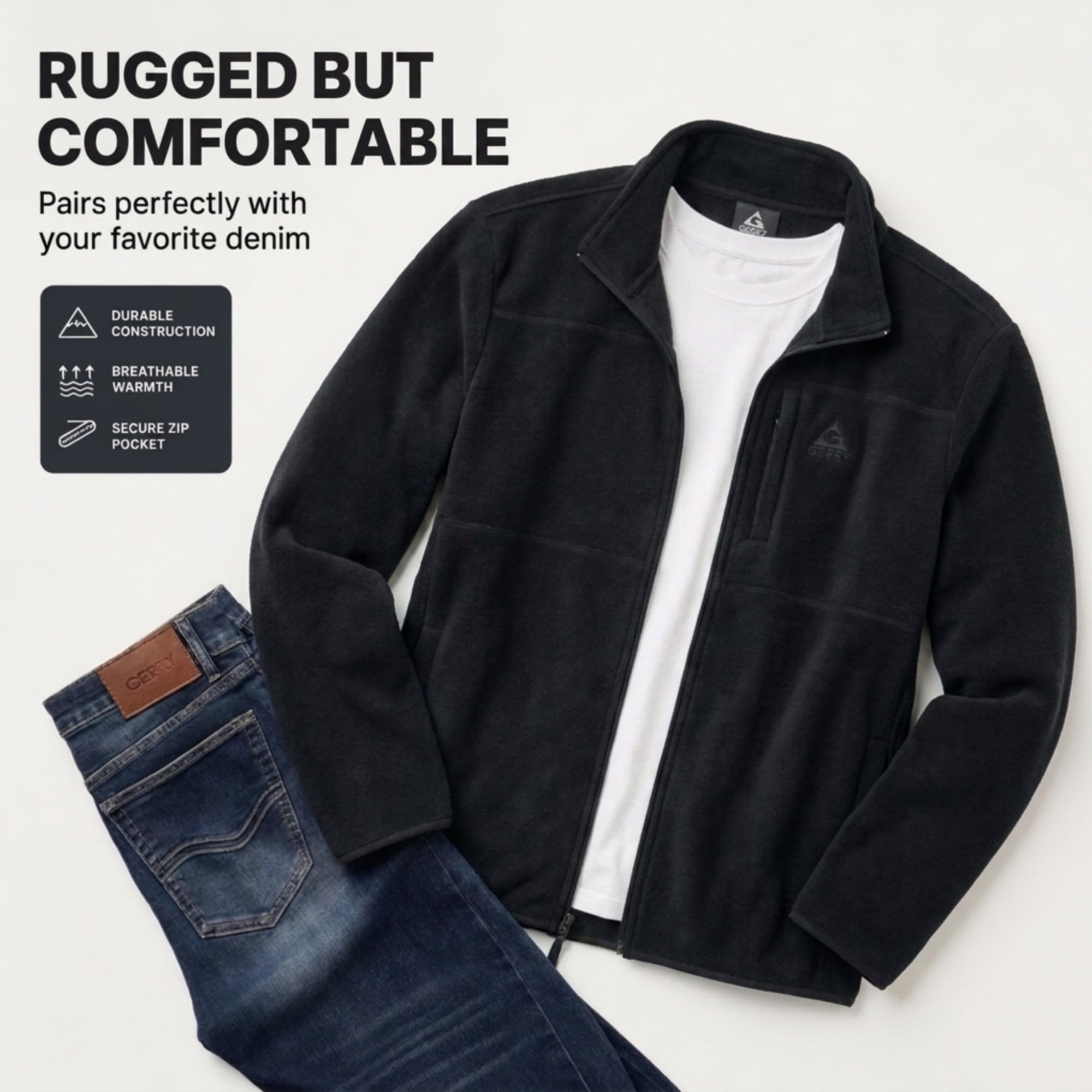 Men's Lightweight Full-Zip Polar Fleece Jacket