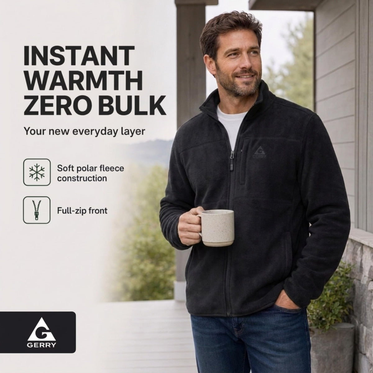 Men's Lightweight Full-Zip Polar Fleece Jacket