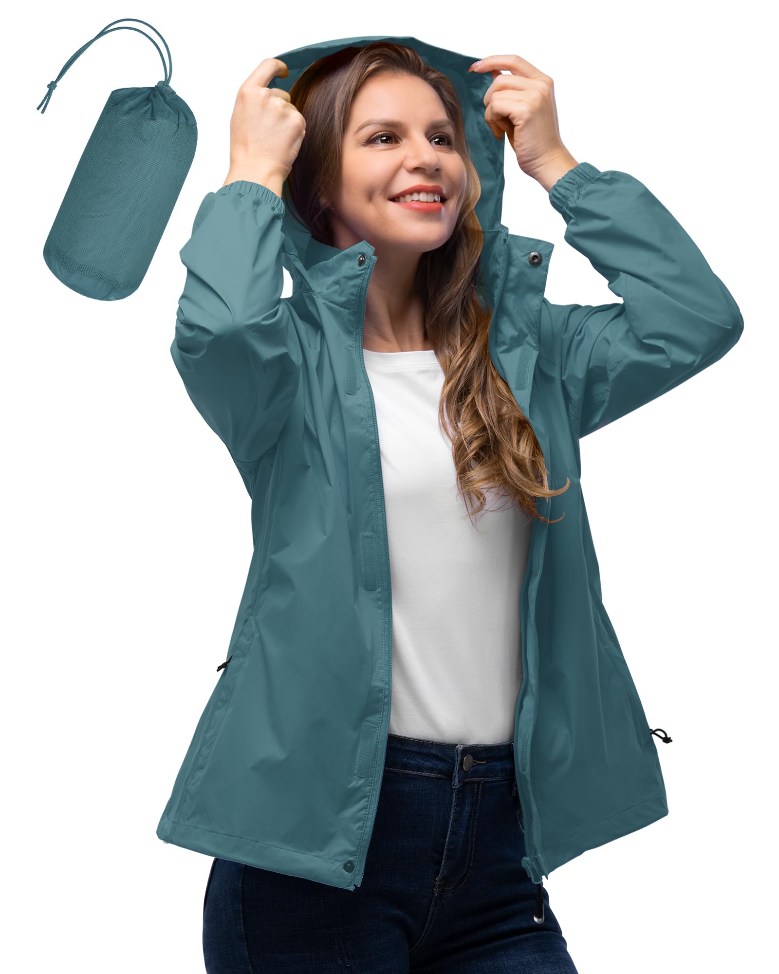 Women's Lightweight Waterproof Packable Rain Jacket