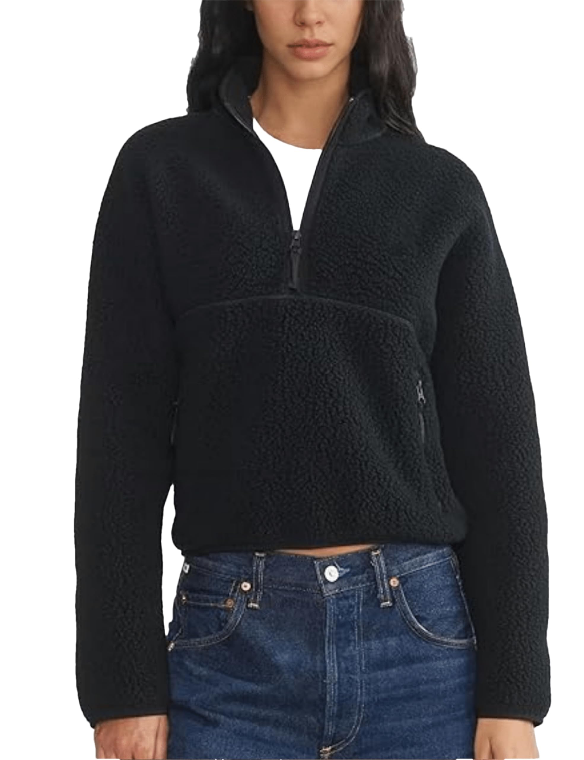 Women's Quarter-Zip Sherpa Fleece Pullover Jacket