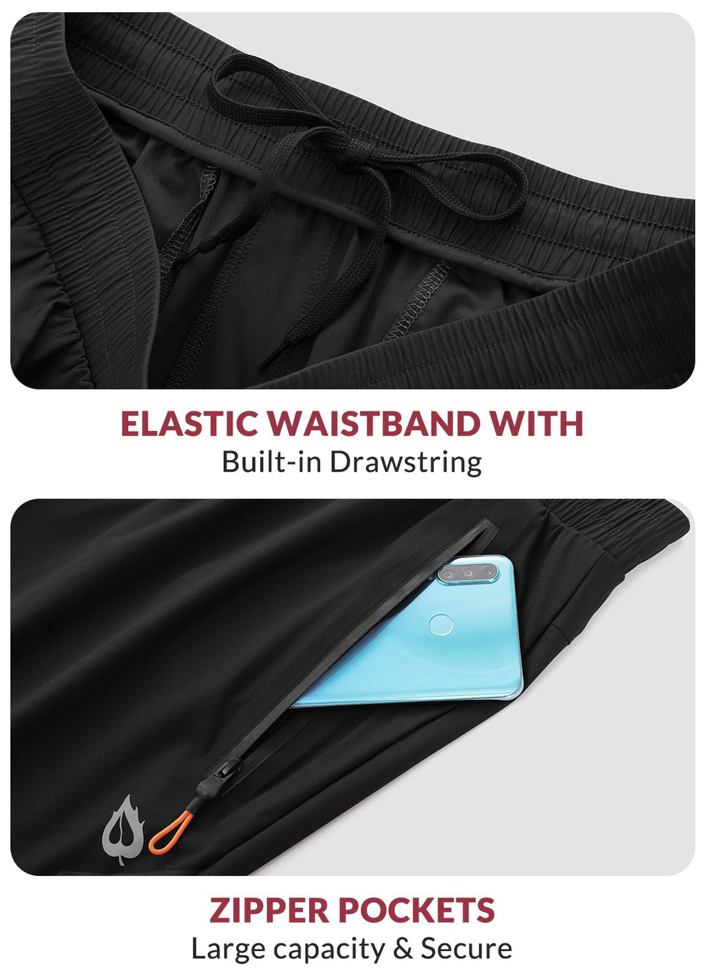 Men's Lightweight Running Joggers with Zipper Pockets
