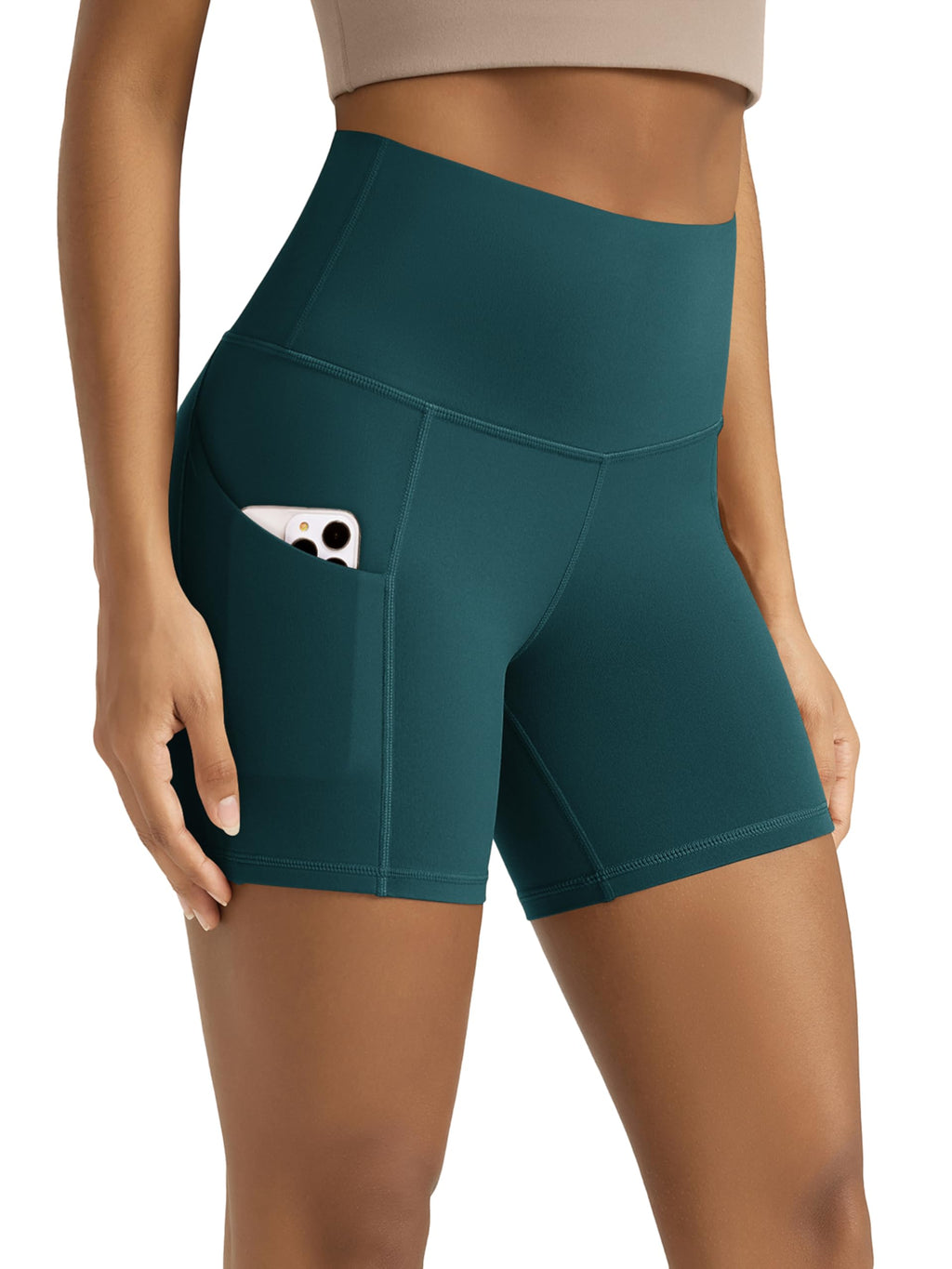 Women's High-Waist Tummy-Control Biker Shorts with Pockets