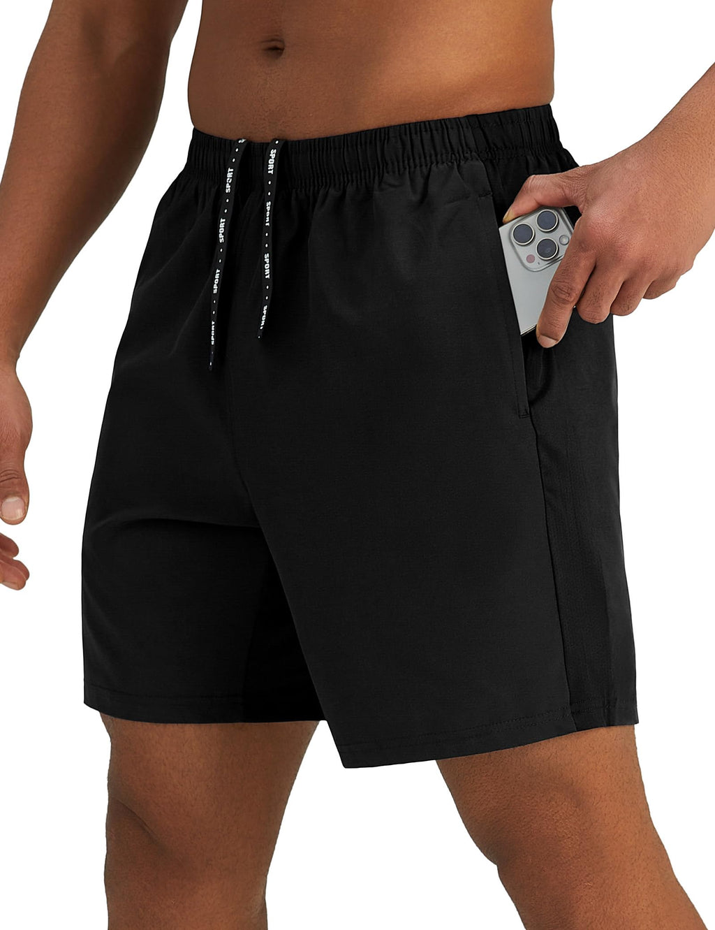 Pesfix Mens 7'' Lightweight Athletic Shorts Quick Dry Gym Workout Running Shorts with Zipper Pockets
