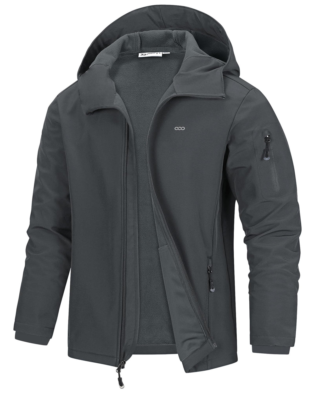 Men's Waterproof Hooded Fleece-Lined Rain Shell Jacket