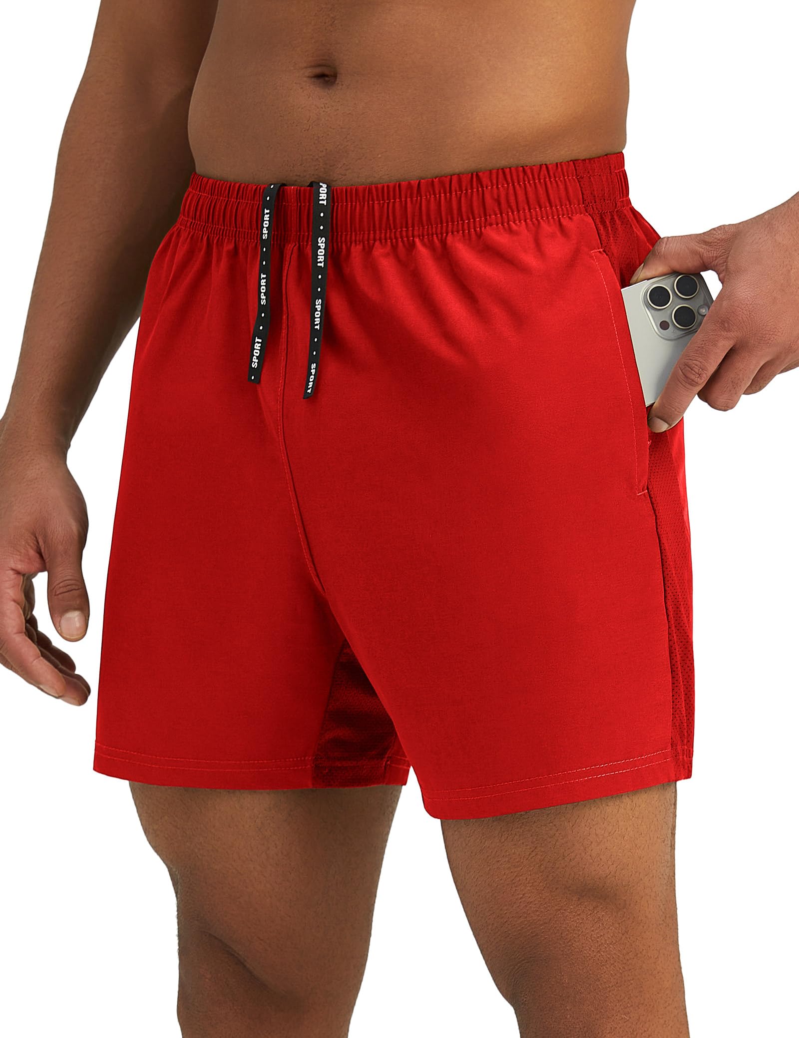 Pesfix Mens 7'' Lightweight Athletic Shorts Quick Dry Gym Workout Running Shorts with Zipper Pockets