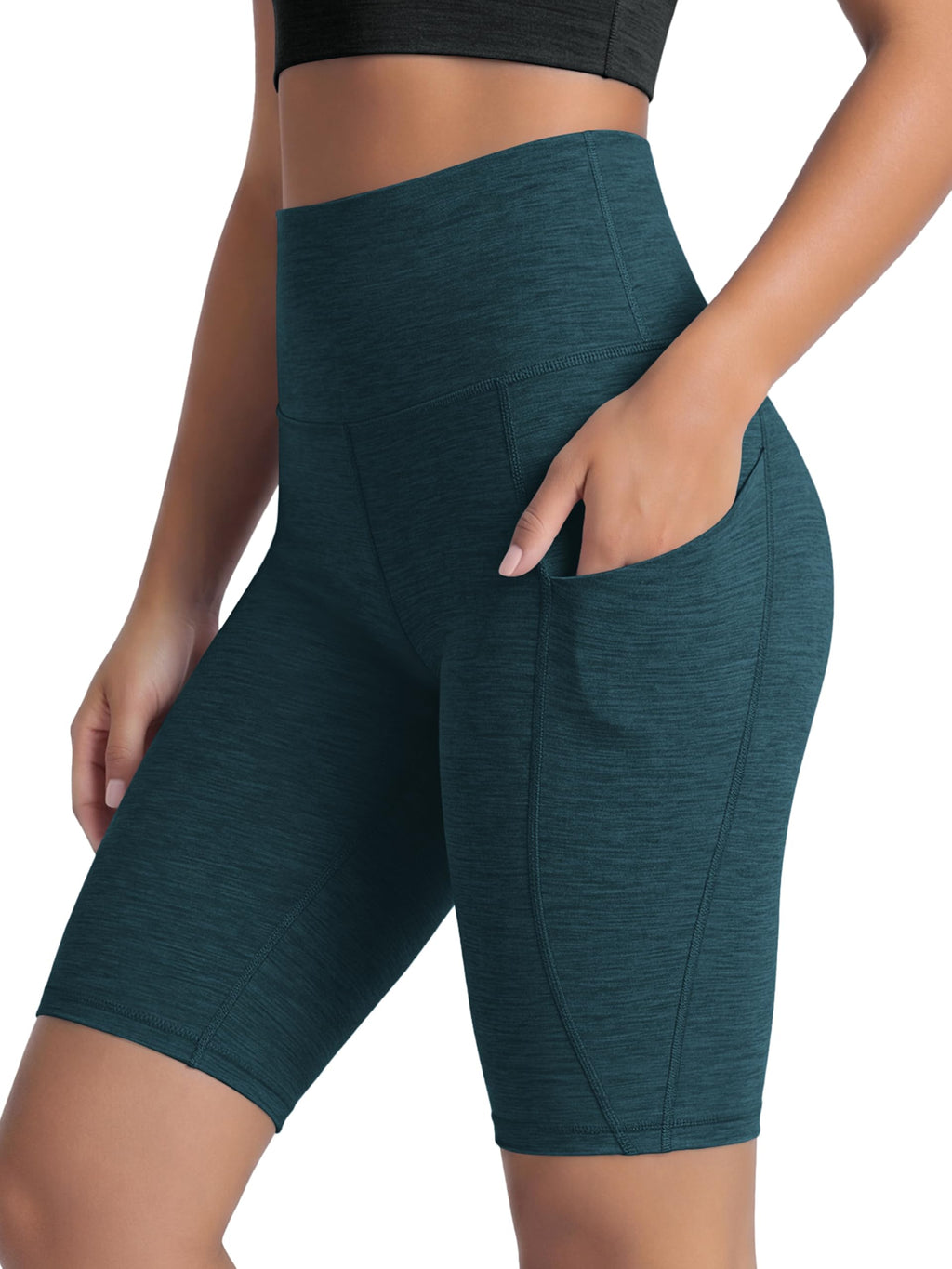 Women's High-Waist Tummy-Control Biker Shorts with Pockets