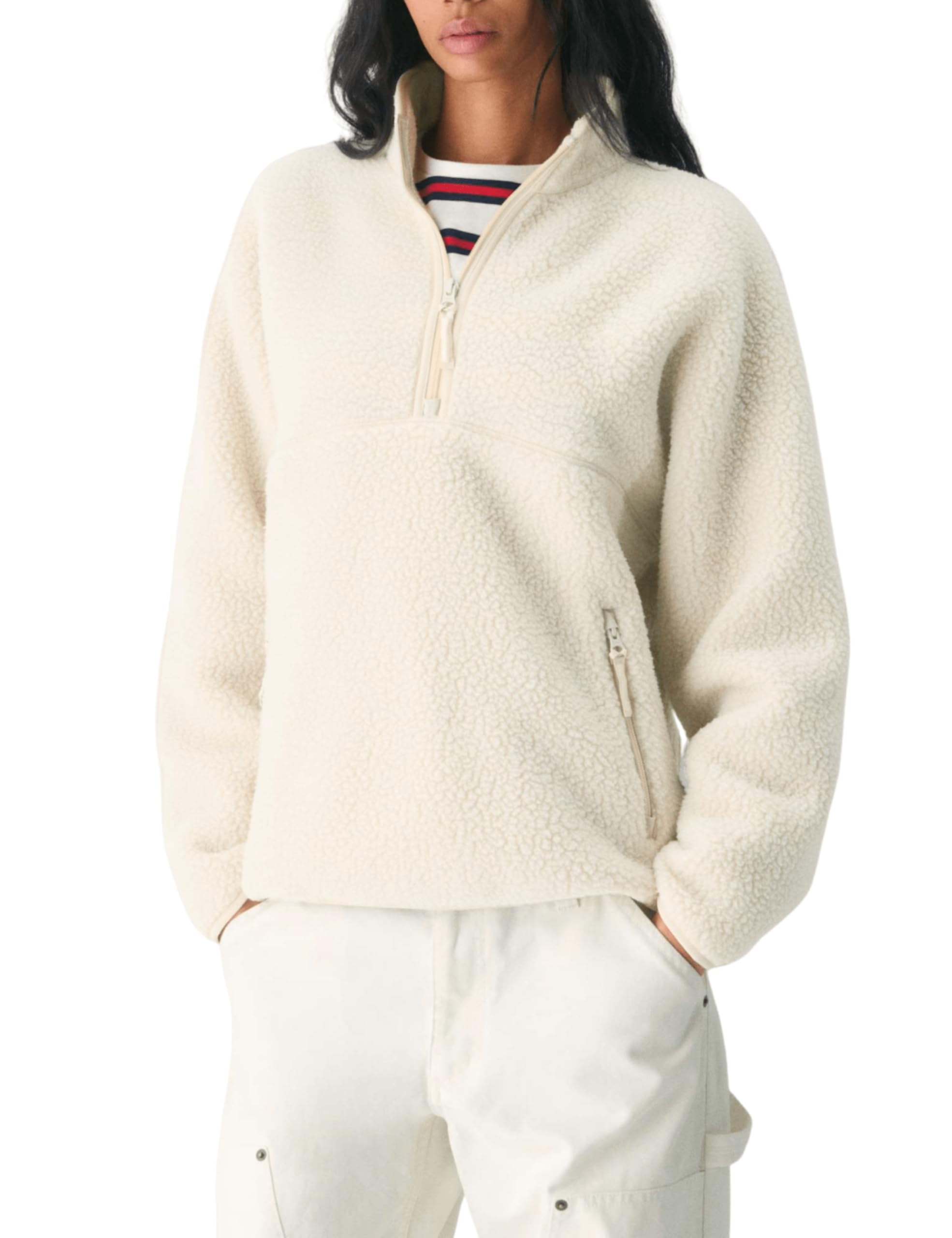 Women's Quarter-Zip Sherpa Fleece Pullover Jacket