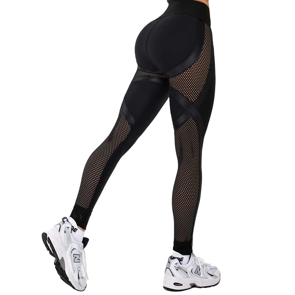 Women's Mesh Tummy-Control Workout Yoga Leggings