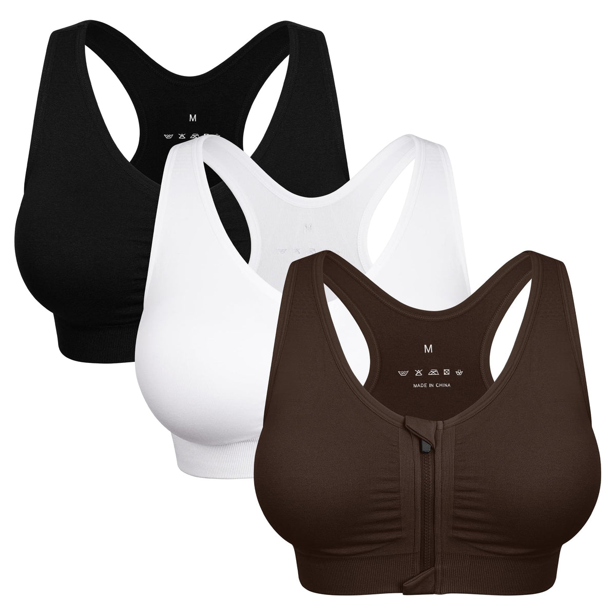 Women's Wireless Zip-Front Sports Bra for Workout Support