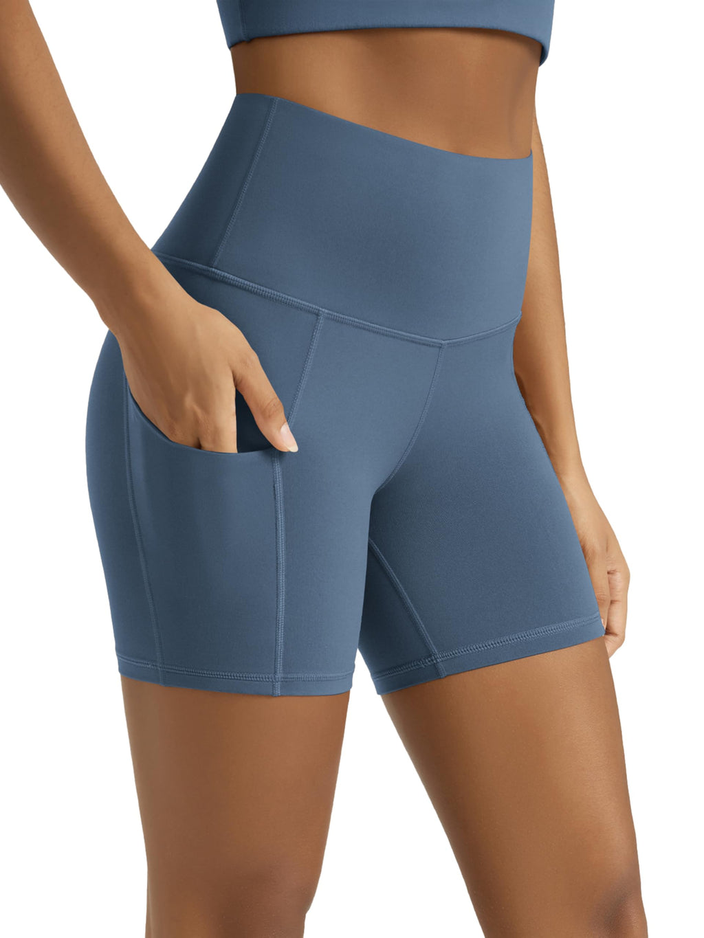 Women's High-Waist Tummy-Control Biker Shorts with Pockets