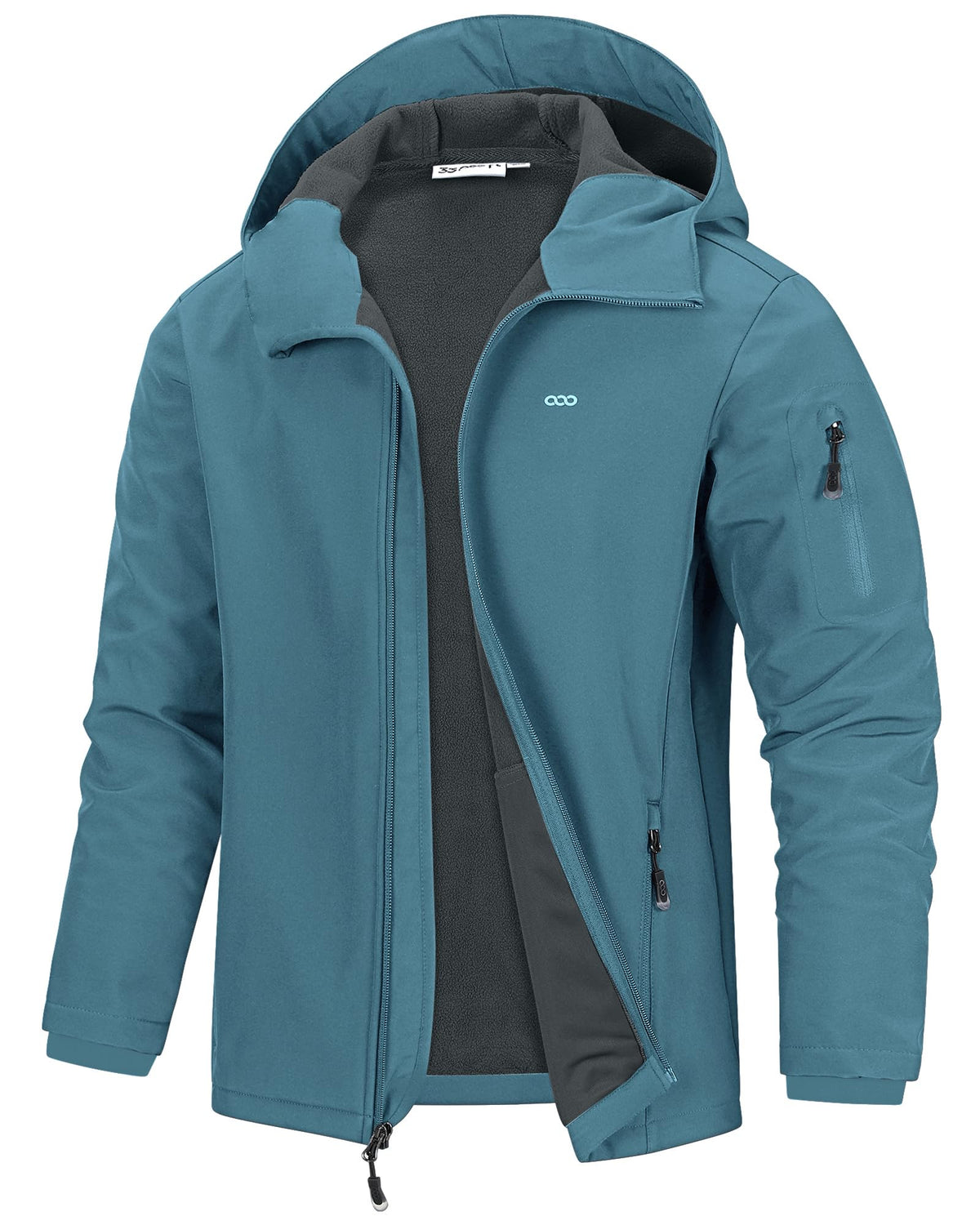 Men's Waterproof Hooded Fleece-Lined Rain Shell Jacket
