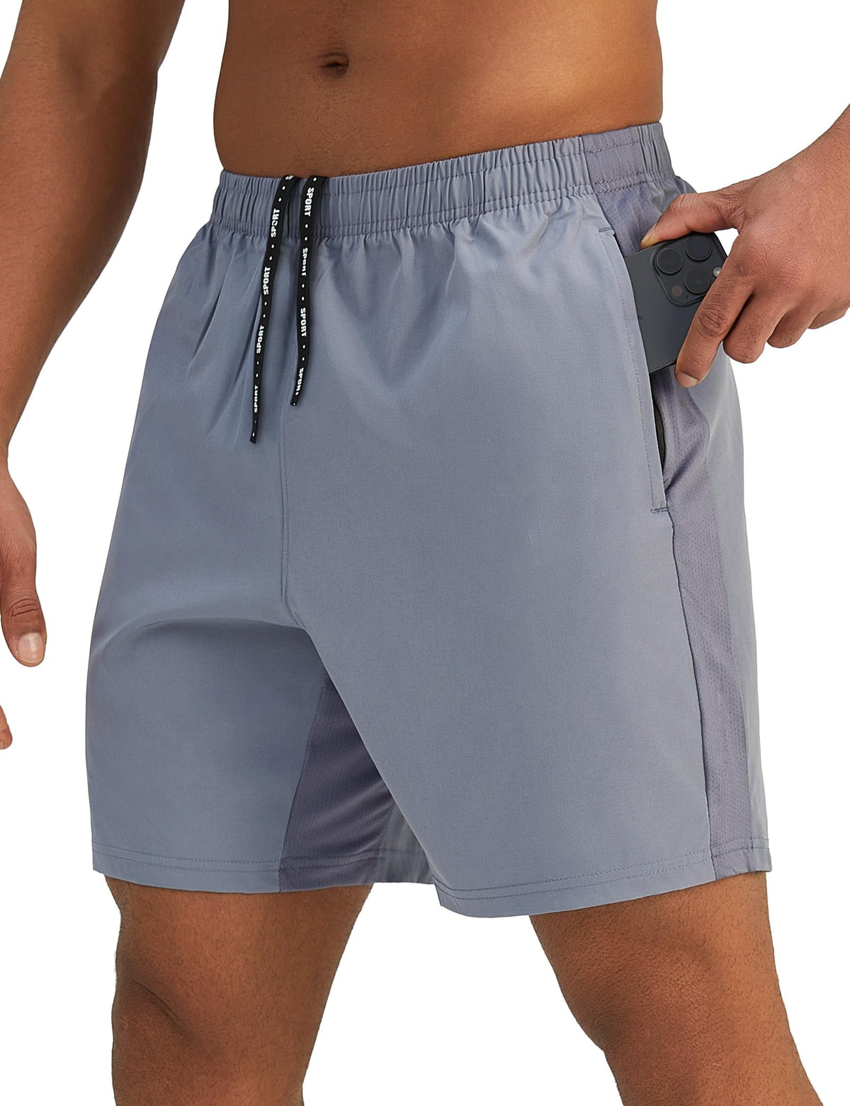 Pesfix Mens 7'' Lightweight Athletic Shorts Quick Dry Gym Workout Running Shorts with Zipper Pockets