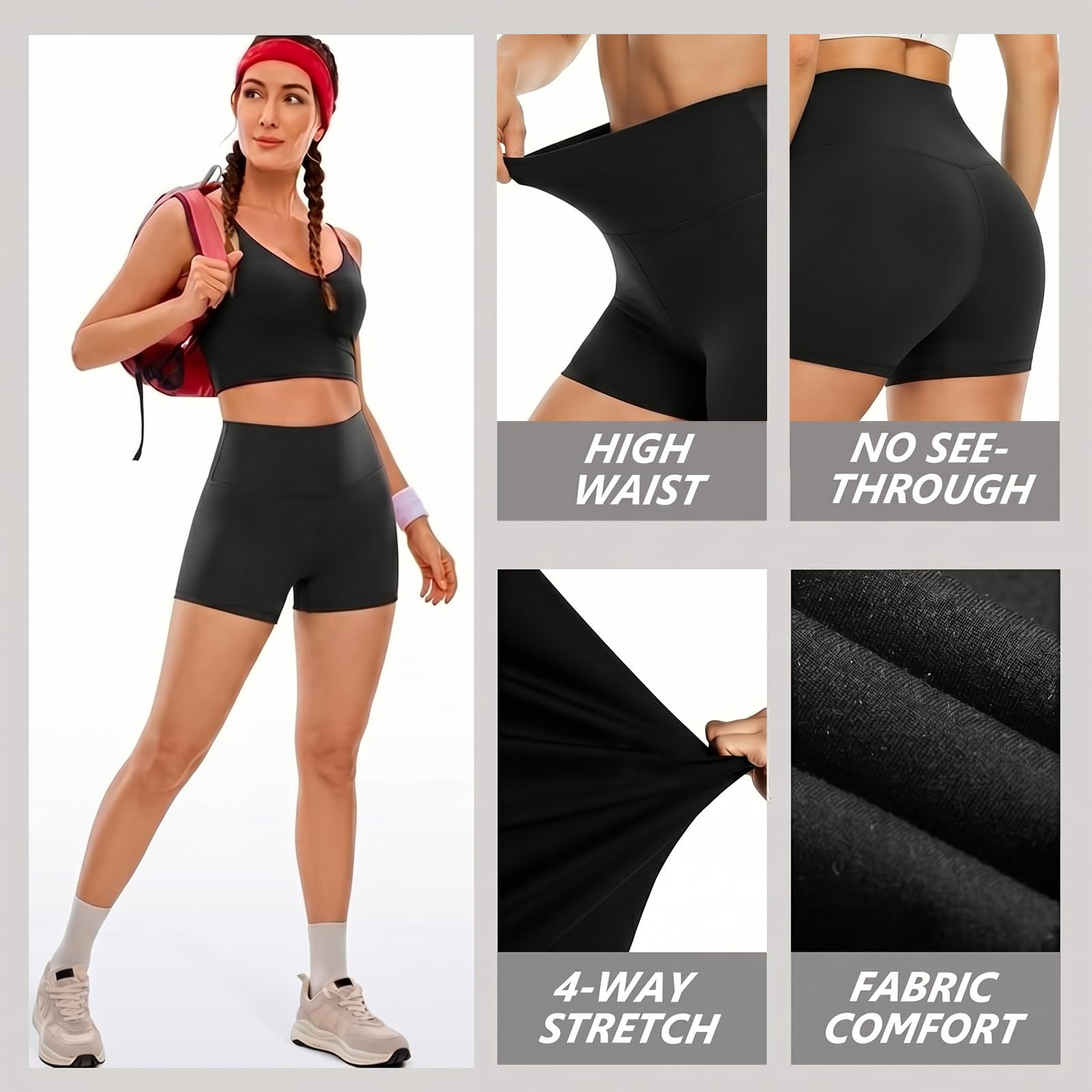 Women's 3-Pack High-Waist Tummy-Control Biker Shorts