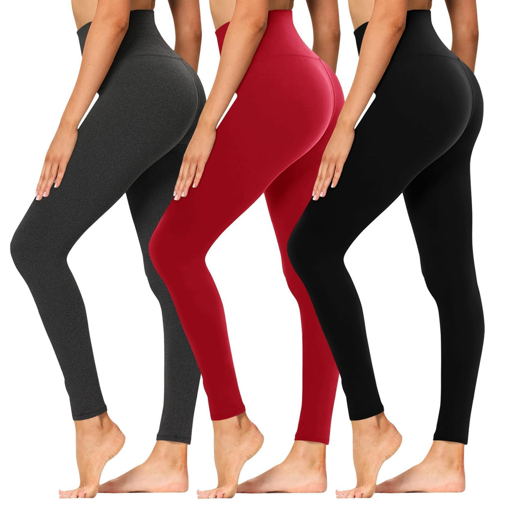 Women's 3-Pack High-Waist Tummy-Control Leggings with Pockets