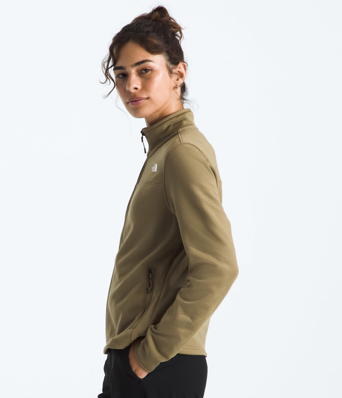 Women's Grid Fleece Jacket with Secure Zip Pockets