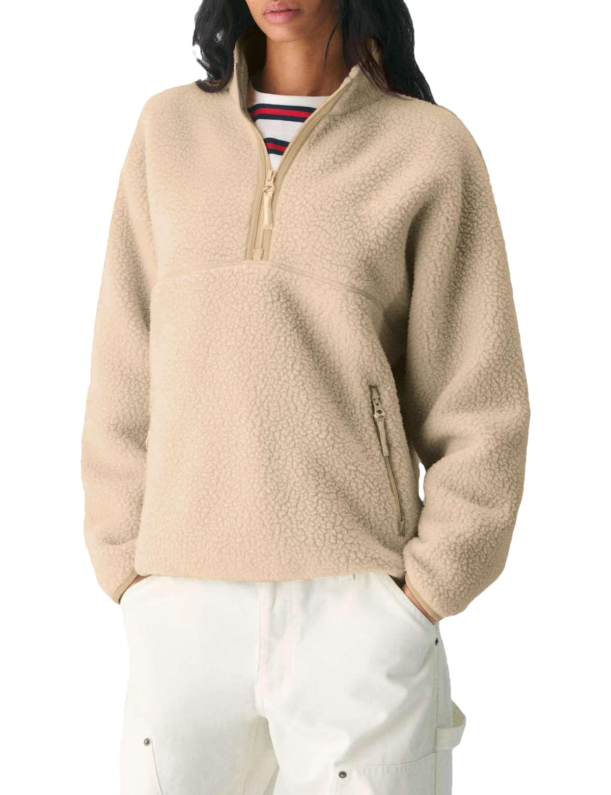 Women's Quarter-Zip Sherpa Fleece Pullover Jacket
