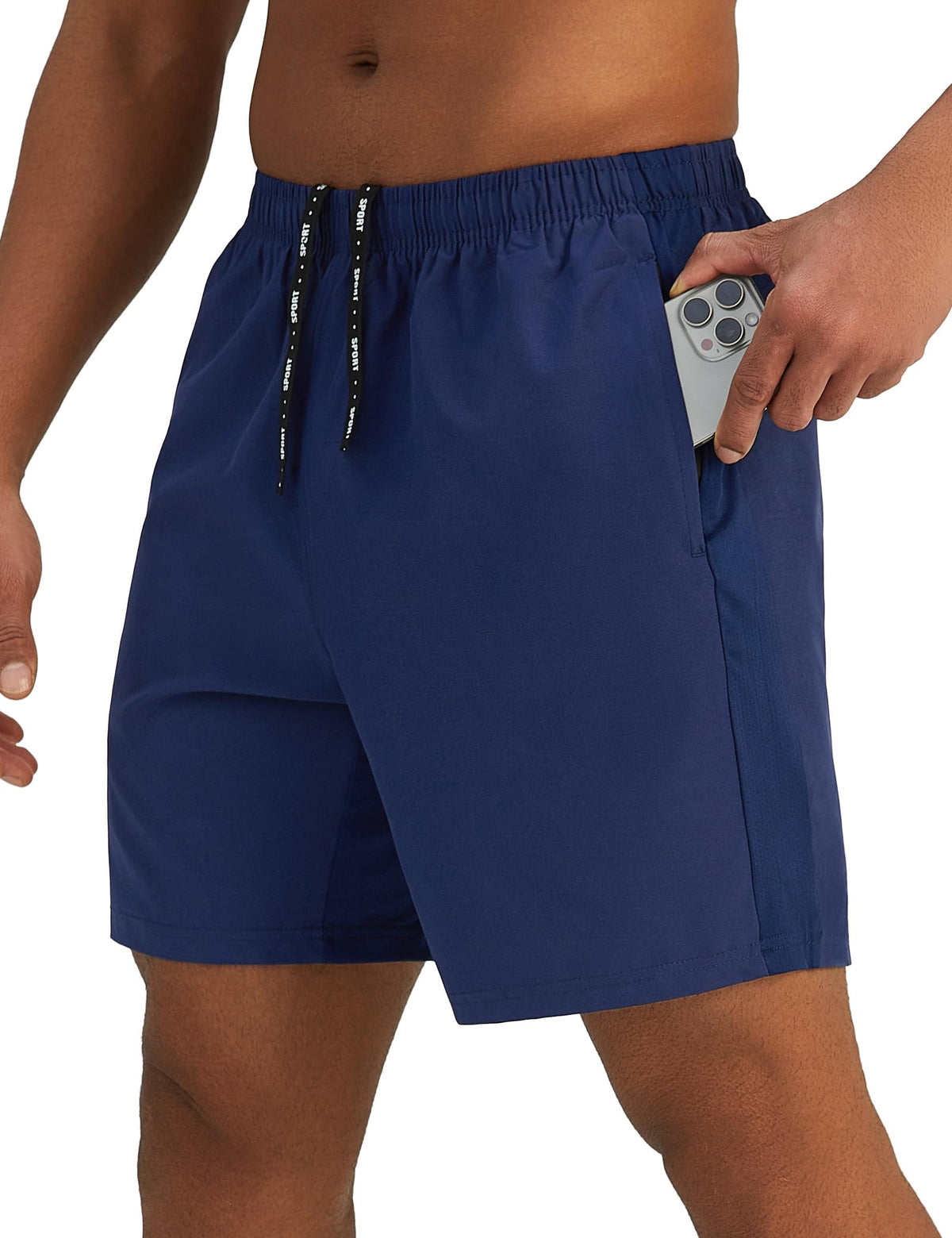 Pesfix Mens 7'' Lightweight Athletic Shorts Quick Dry Gym Workout Running Shorts with Zipper Pockets