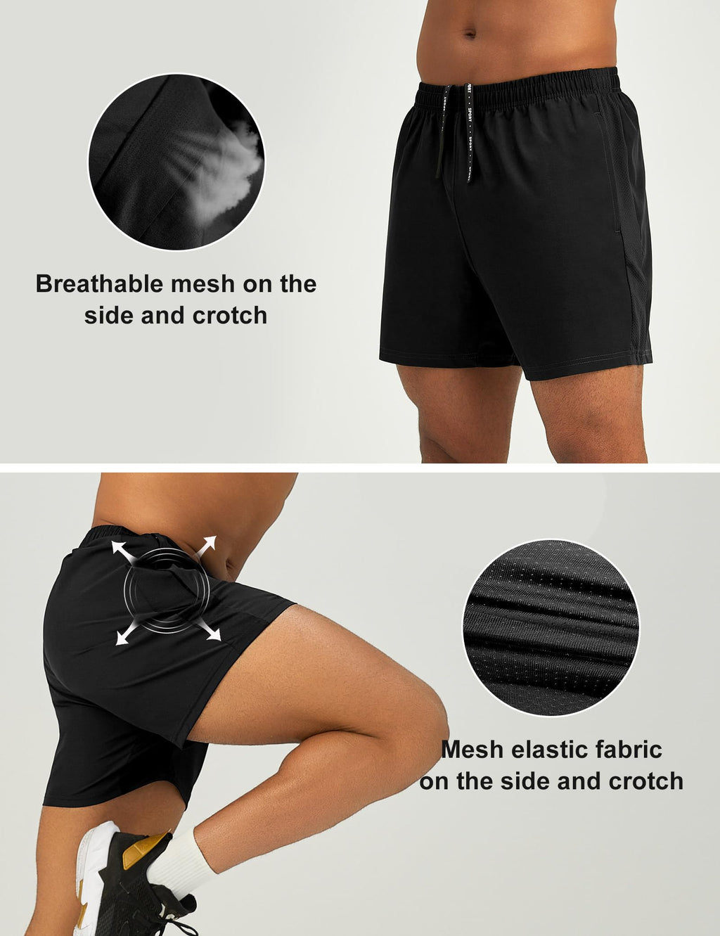Pesfix Mens 7'' Lightweight Athletic Shorts Quick Dry Gym Workout Running Shorts with Zipper Pockets