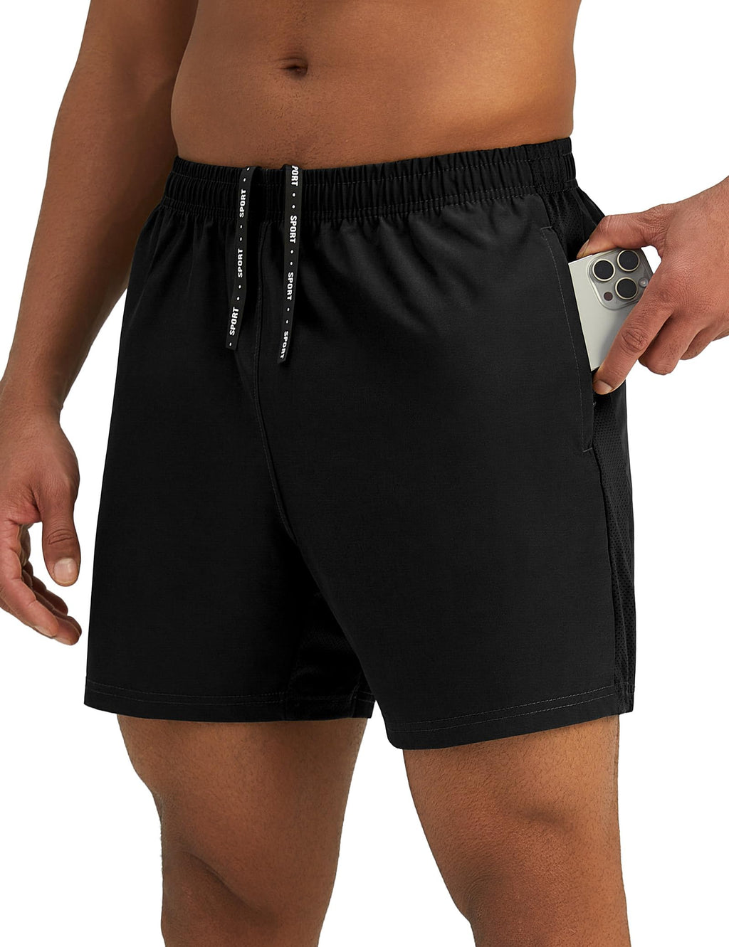 Pesfix Mens 7'' Lightweight Athletic Shorts Quick Dry Gym Workout Running Shorts with Zipper Pockets