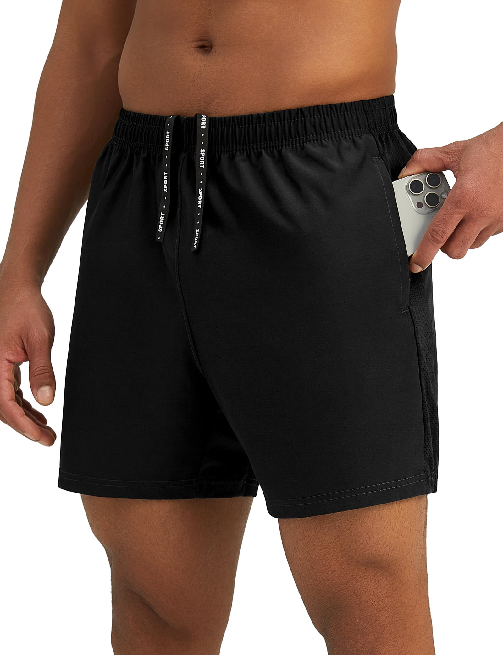 Pesfix Mens 7'' Lightweight Athletic Shorts Quick Dry Gym Workout Running Shorts with Zipper Pockets