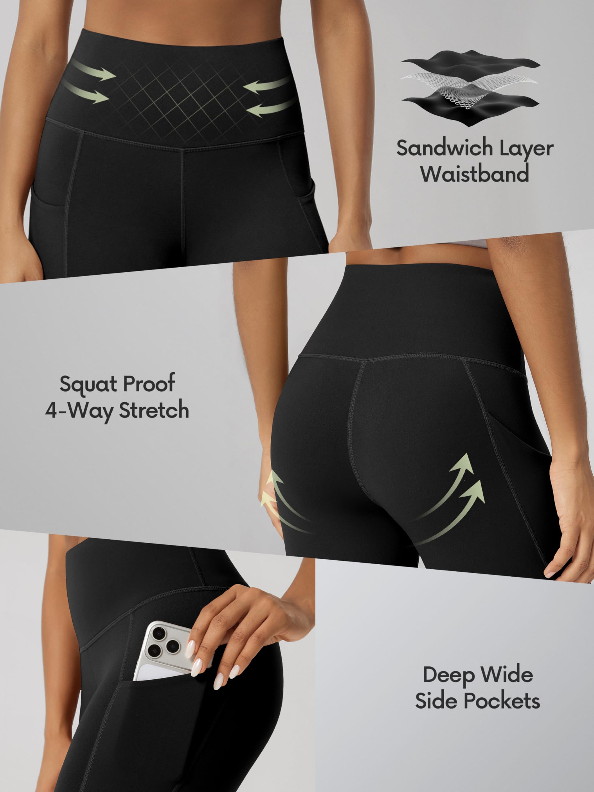 Women's High-Waist Tummy-Control Biker Shorts with Pockets