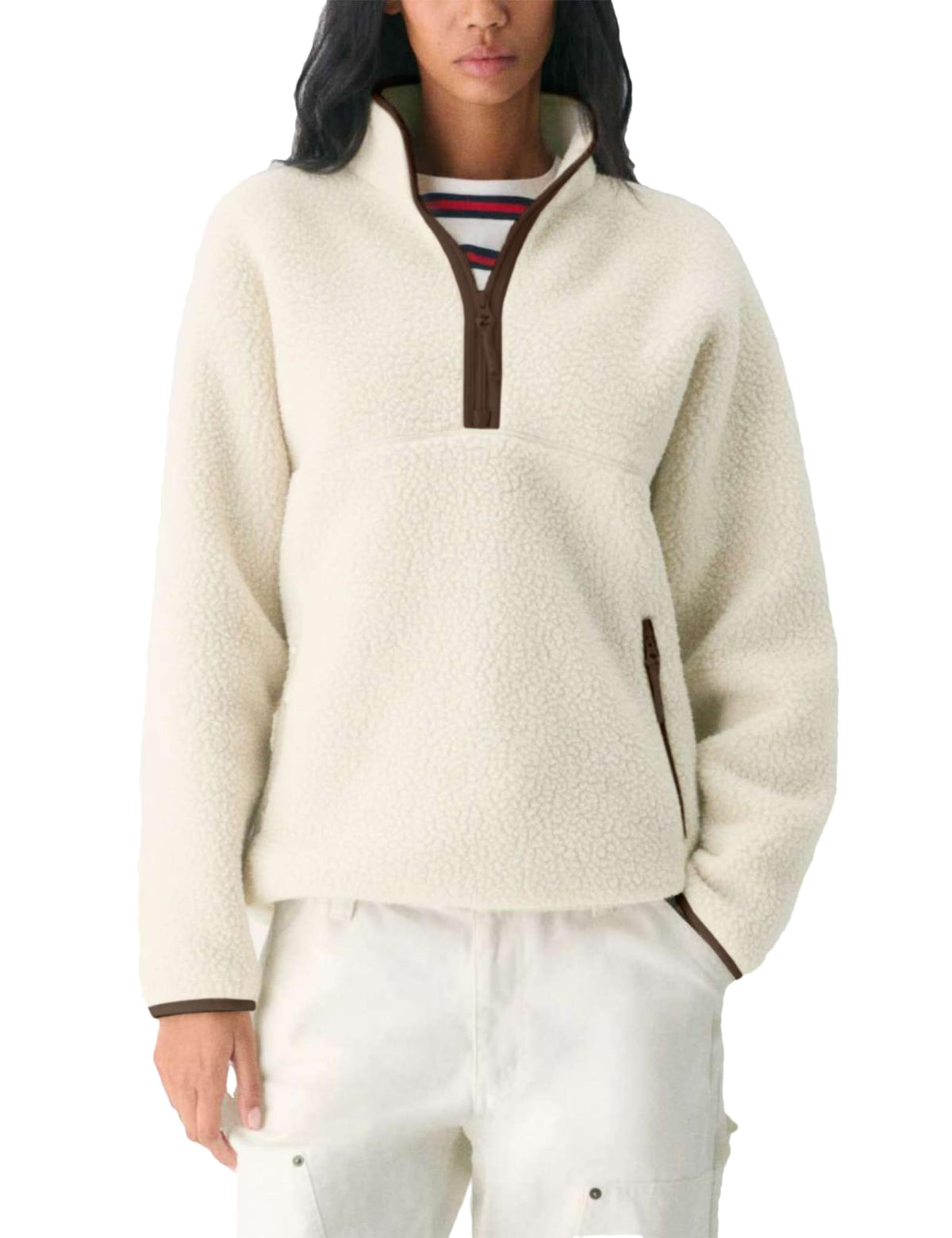 Women's Quarter-Zip Sherpa Fleece Pullover Jacket