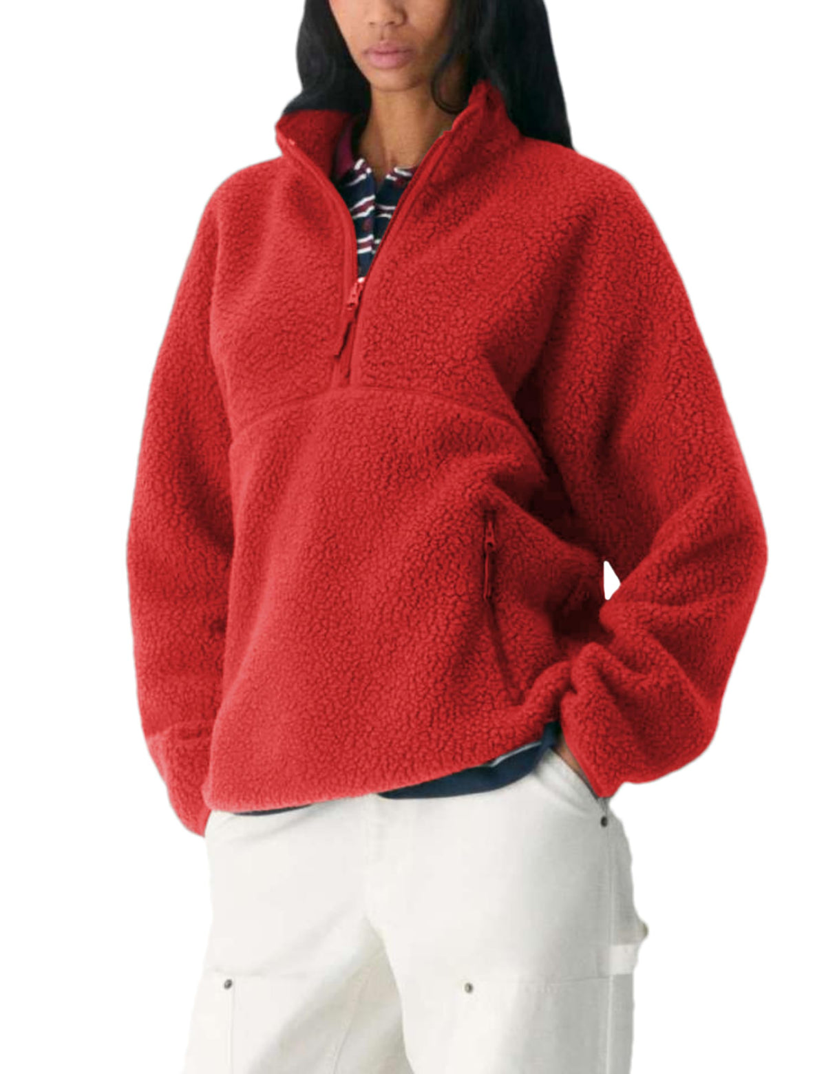 Women's Quarter-Zip Sherpa Fleece Pullover Jacket