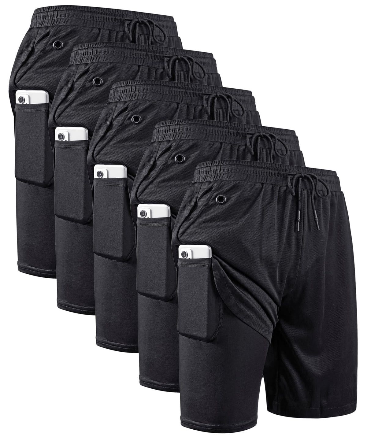 JWJ Men's 2 in 1 Workout Running Shorts 7 Inch Lightweight Athletic Gym Shorts with Compression Liner