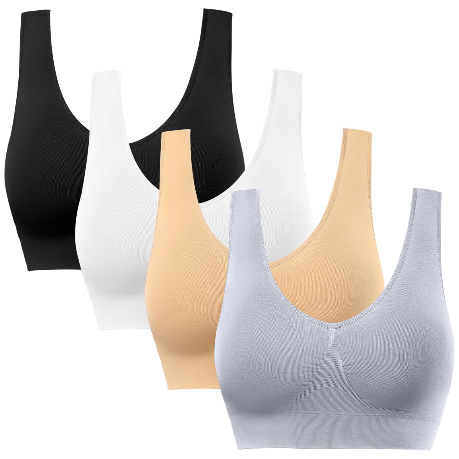 BESTENA Women Sports Bras, Seamless Removable Pads Comfort Yoga Sleep Bras