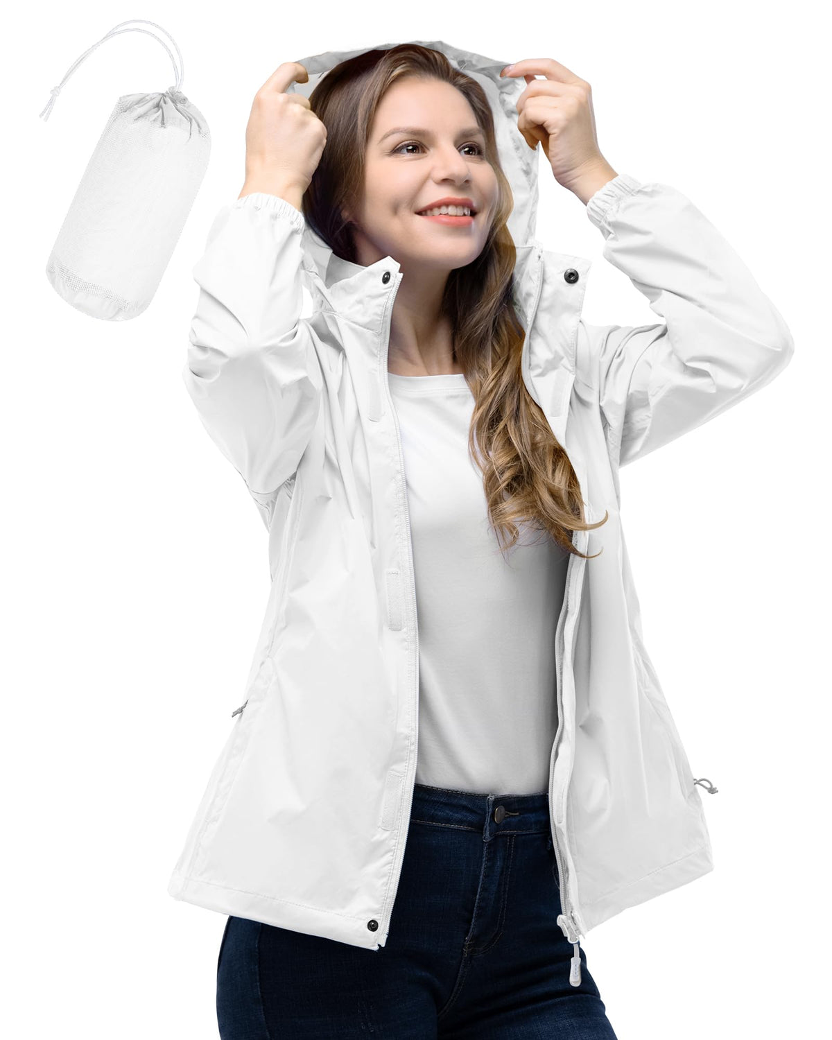 Women's Lightweight Waterproof Packable Rain Jacket