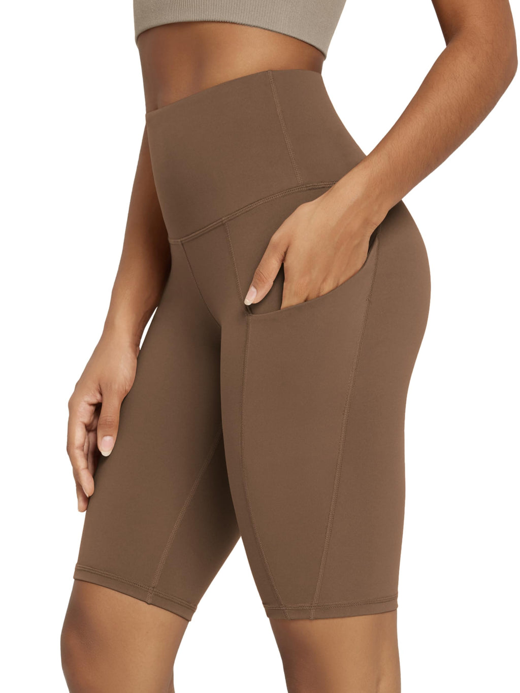 Women's High-Waist Tummy-Control Biker Shorts with Pockets