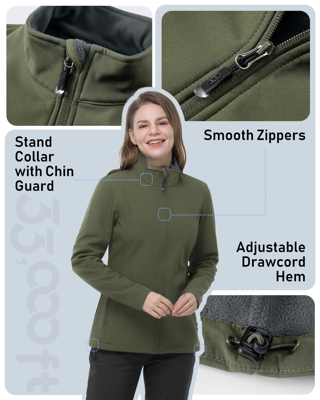 Women's Waterproof Fleece-Lined Softshell Jacket