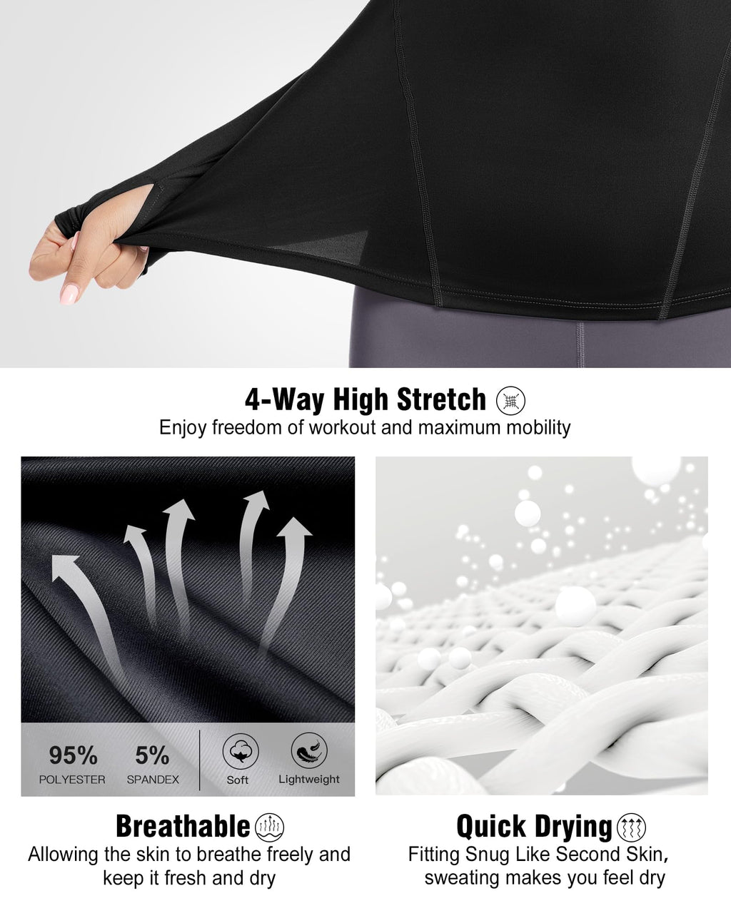 Women's Long Sleeve Compression Shirts Workout Athletic Top Underscrubs