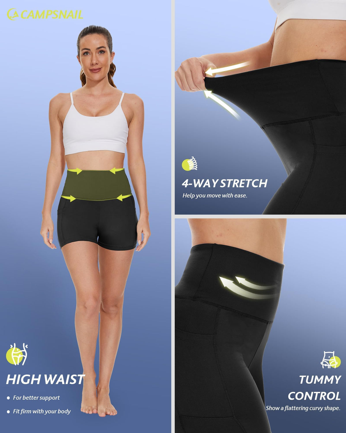 Women's High-Waist Biker Shorts with Pockets