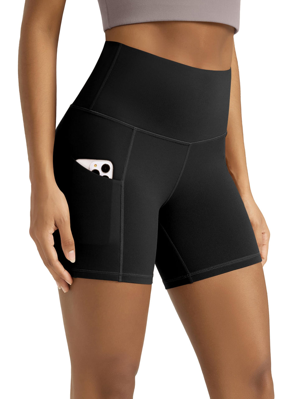 Women's High-Waist Tummy-Control Biker Shorts with Pockets
