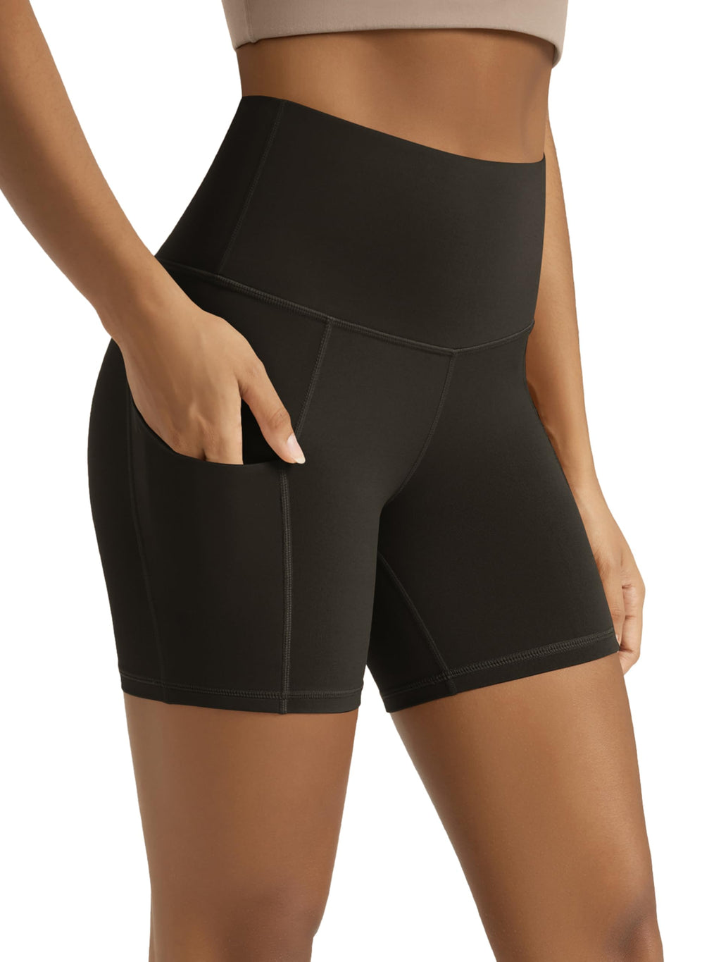 Women's High-Waist Tummy-Control Biker Shorts with Pockets