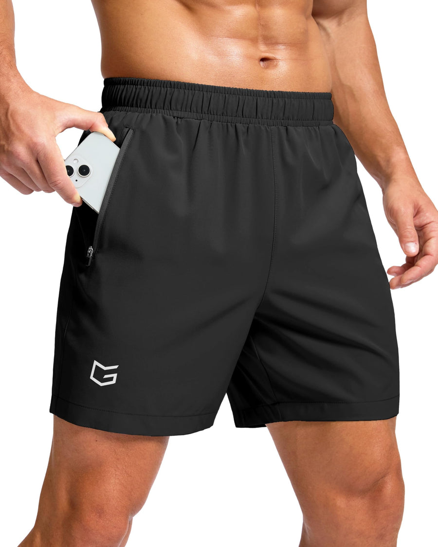 Men's Athletic Running Shorts with Dual Zipper Pockets