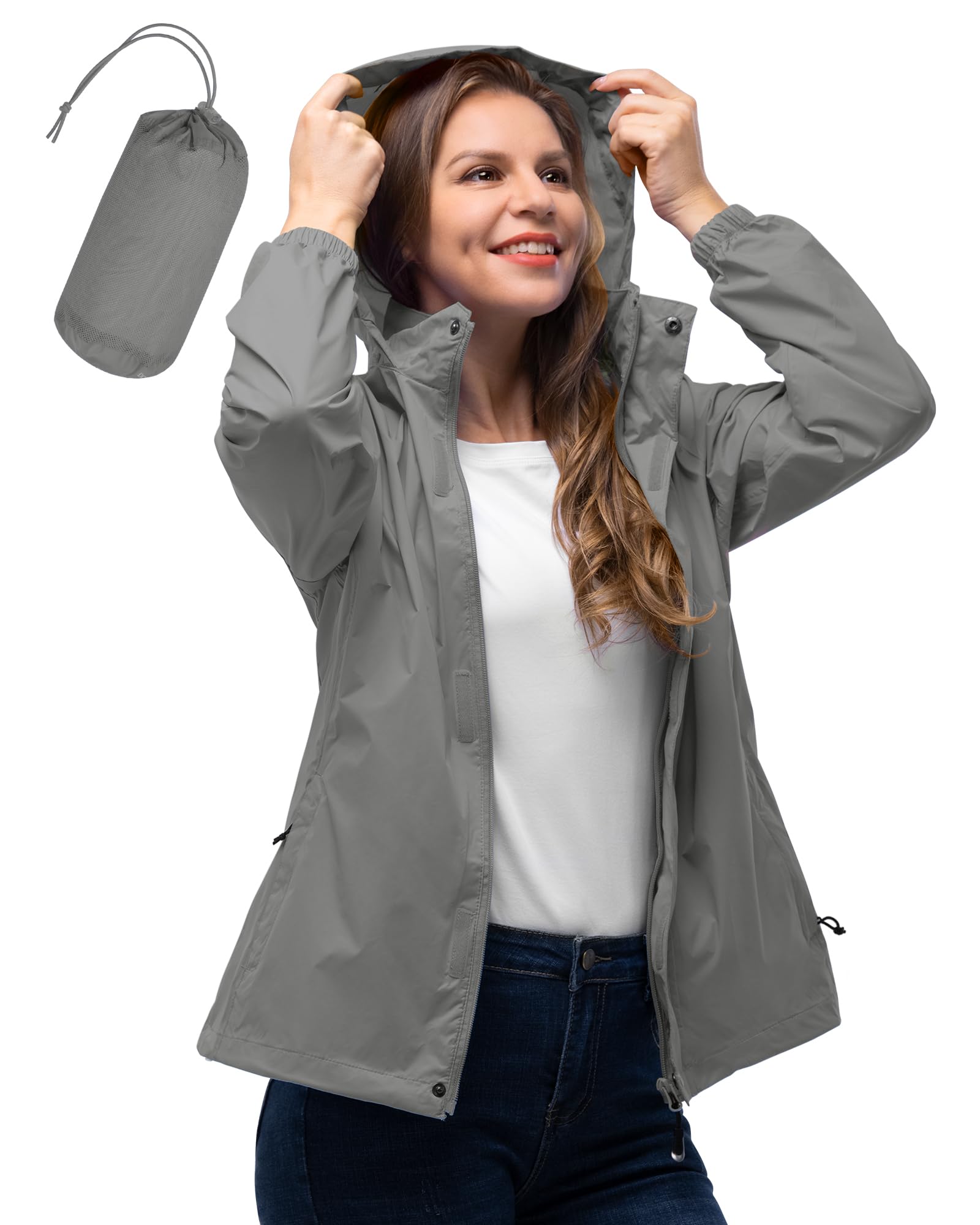 Women's Lightweight Waterproof Packable Rain Jacket