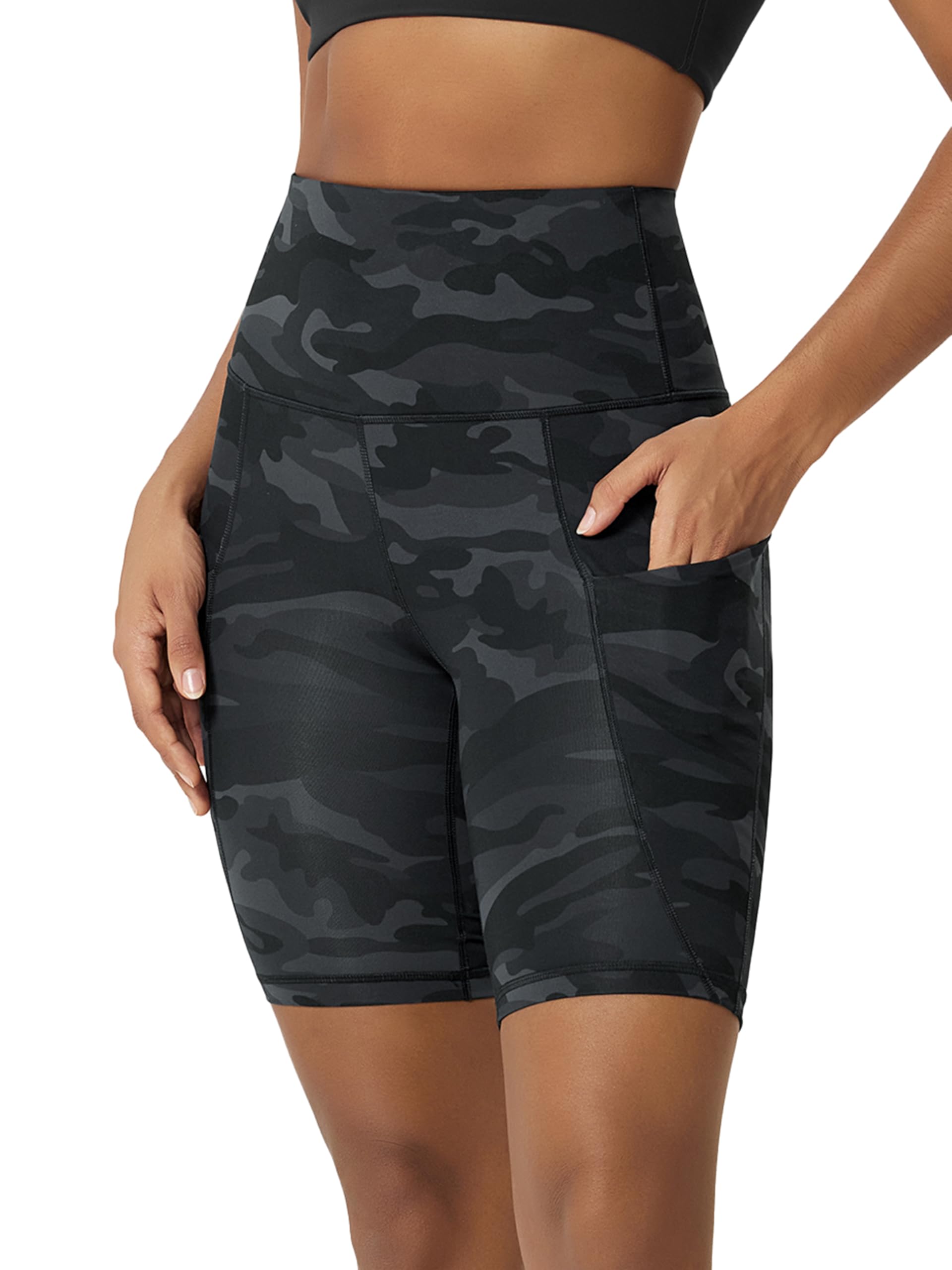 Women's High-Waist Tummy-Control Biker Shorts with Pockets