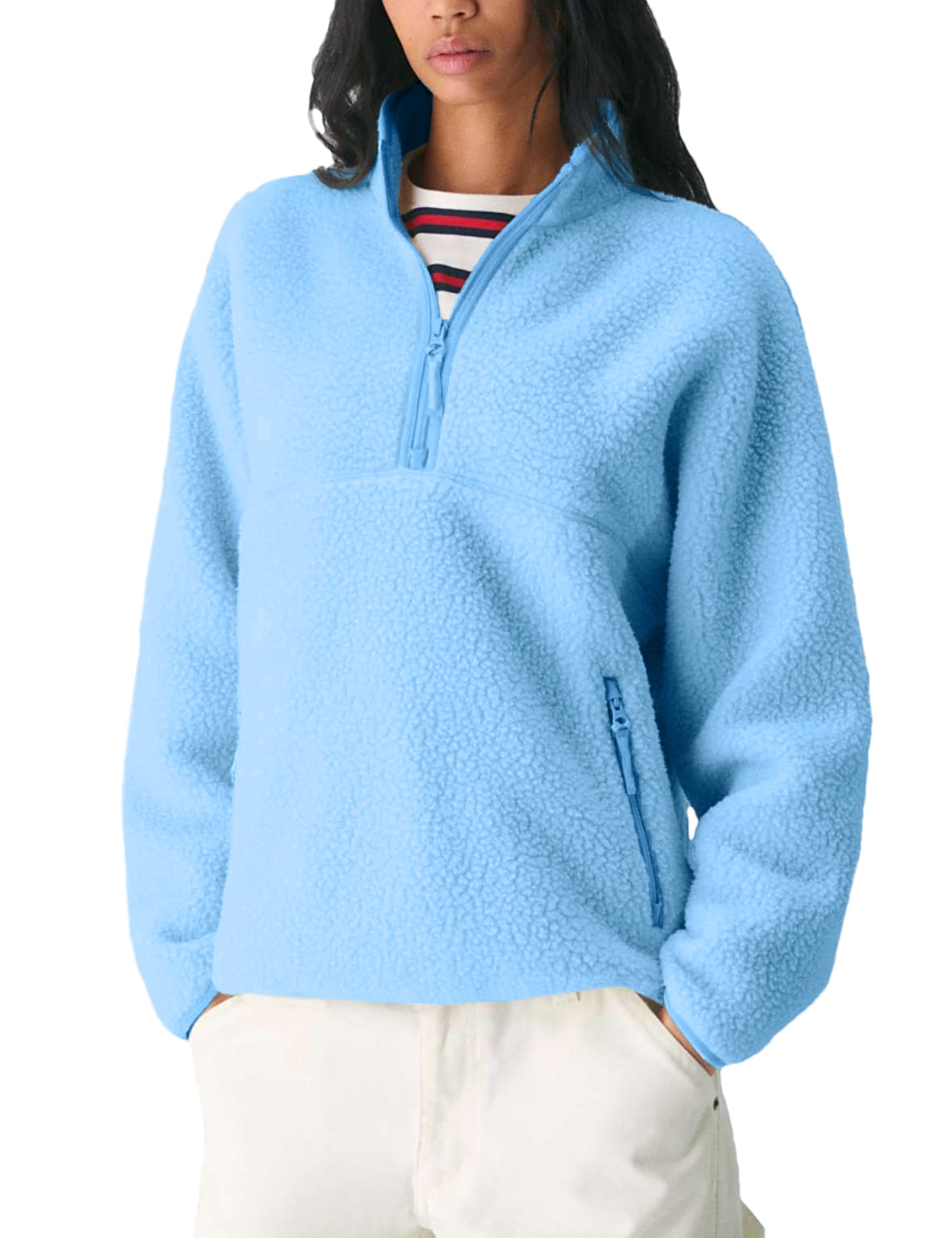 Women's Quarter-Zip Sherpa Fleece Pullover Jacket