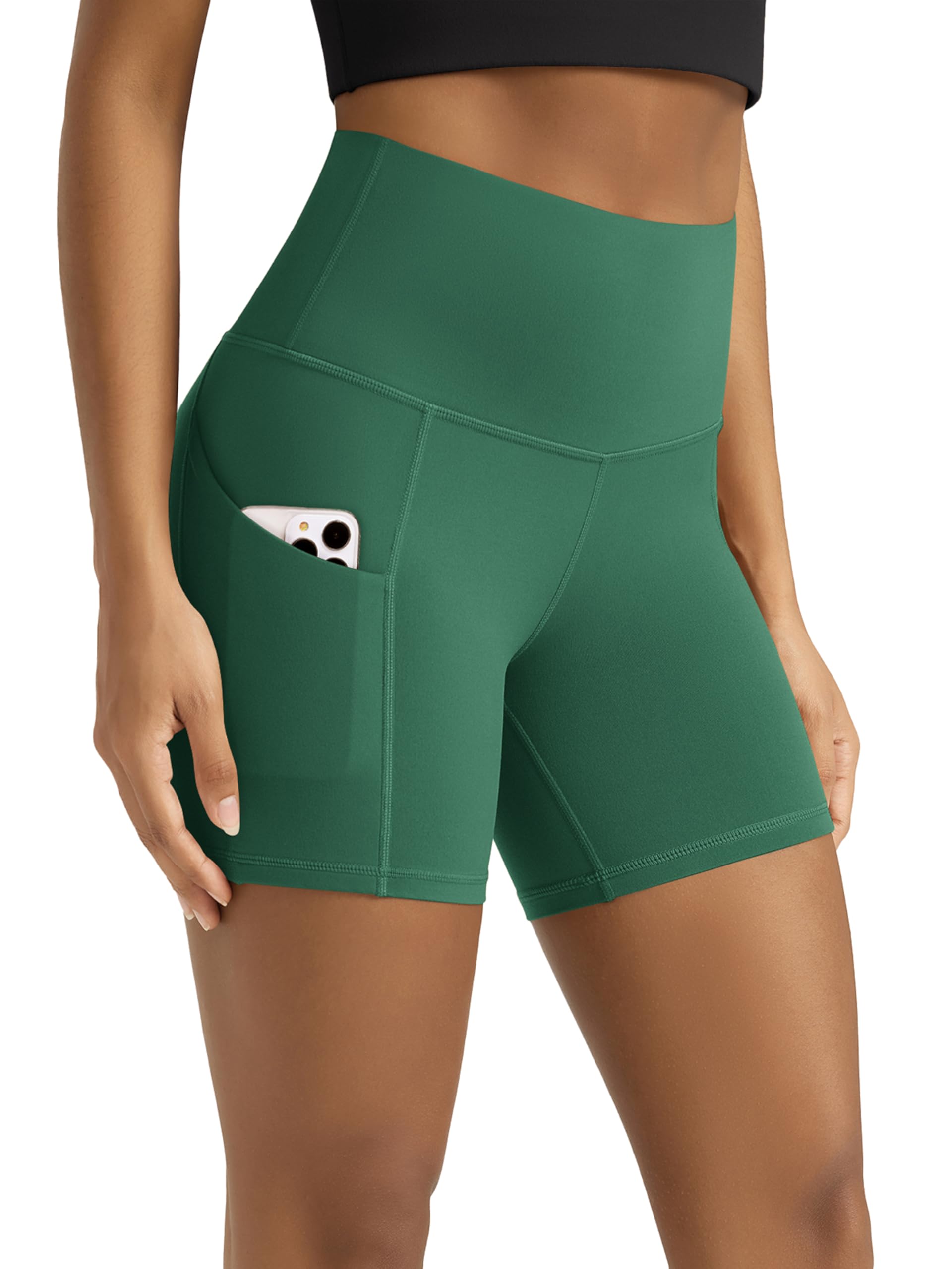 Women's High-Waist Tummy-Control Biker Shorts with Pockets