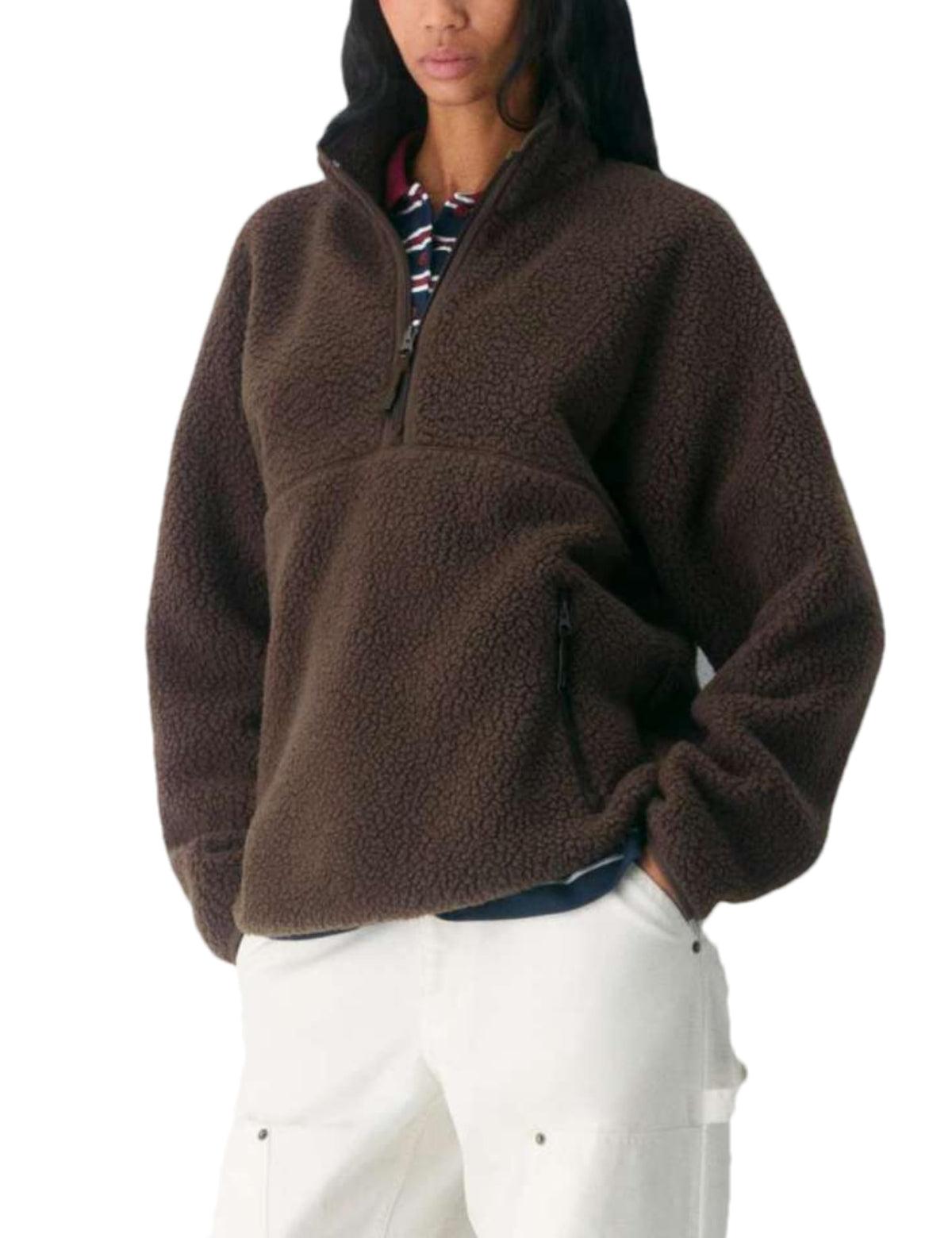 Women's Quarter-Zip Sherpa Fleece Pullover Jacket