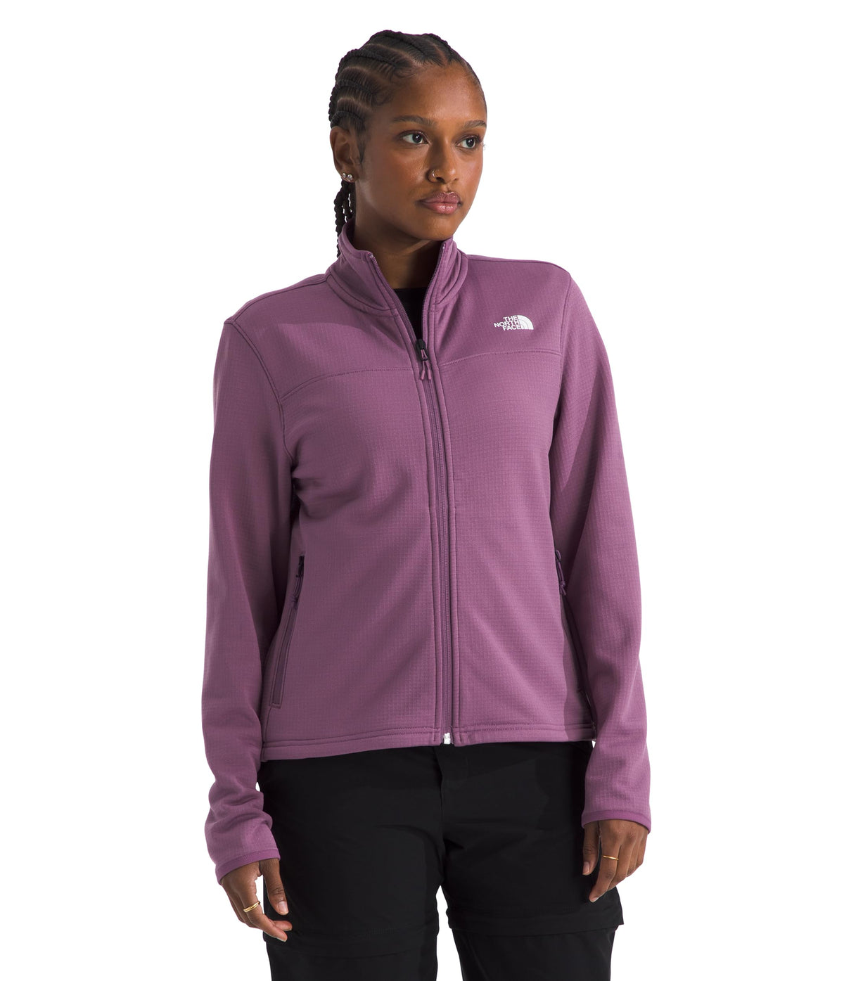 Women's Grid Fleece Jacket with Secure Zip Pockets