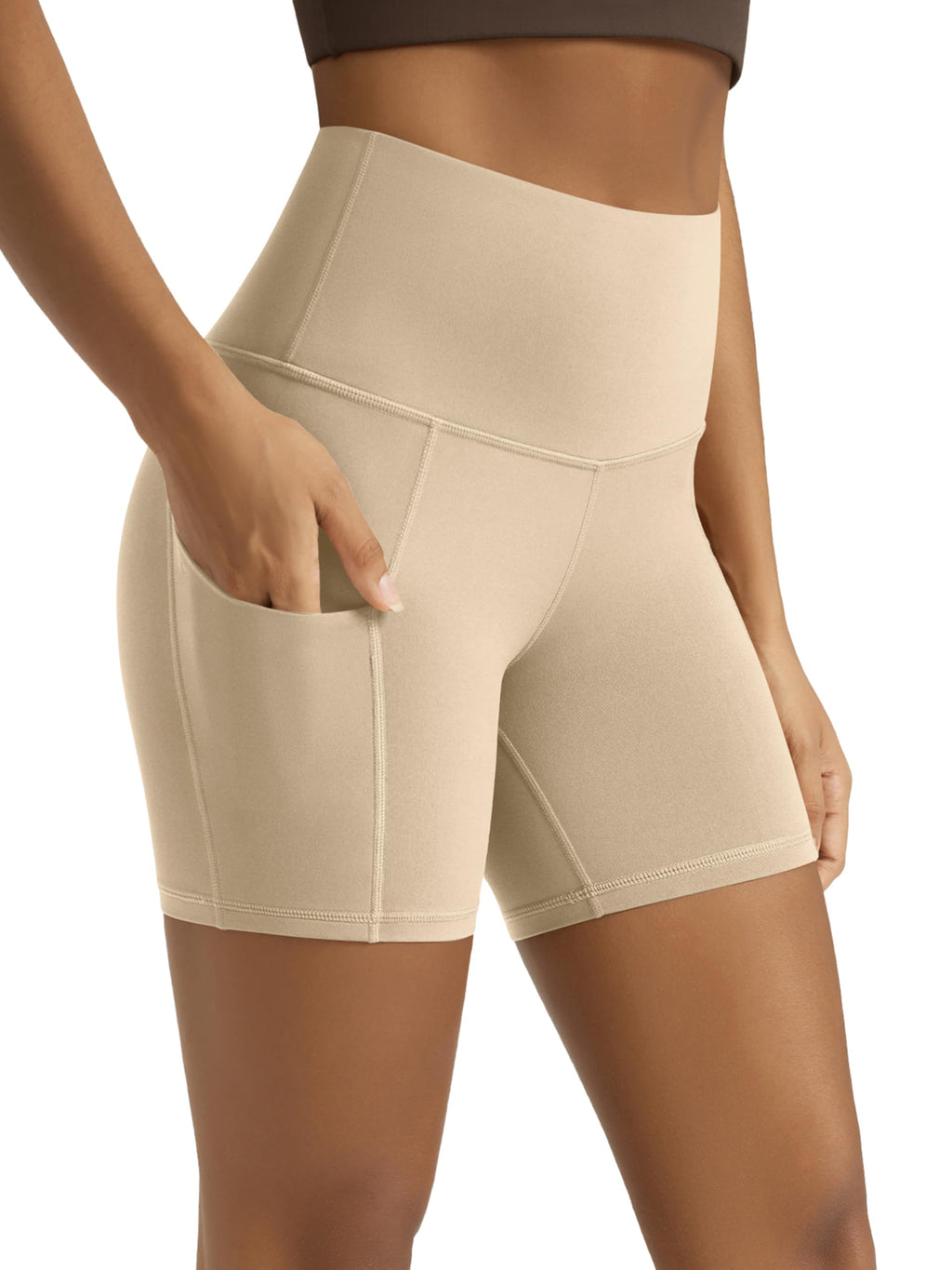 Women's High-Waist Tummy-Control Biker Shorts with Pockets