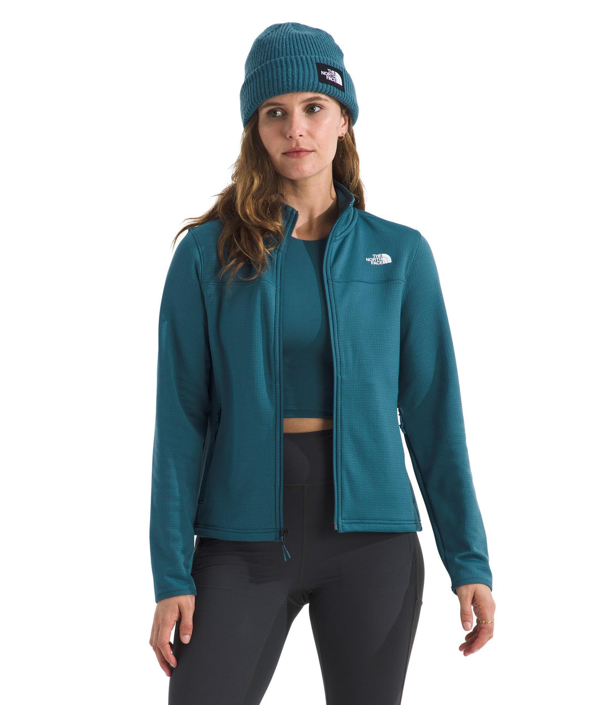 Women's Grid Fleece Jacket with Secure Zip Pockets