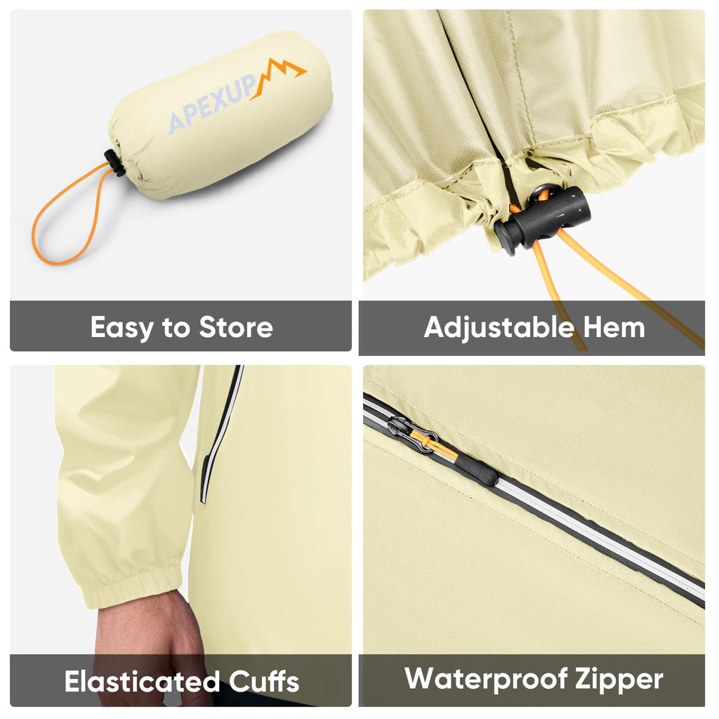 Men's Lightweight Waterproof Packable Hooded Rain Jacket