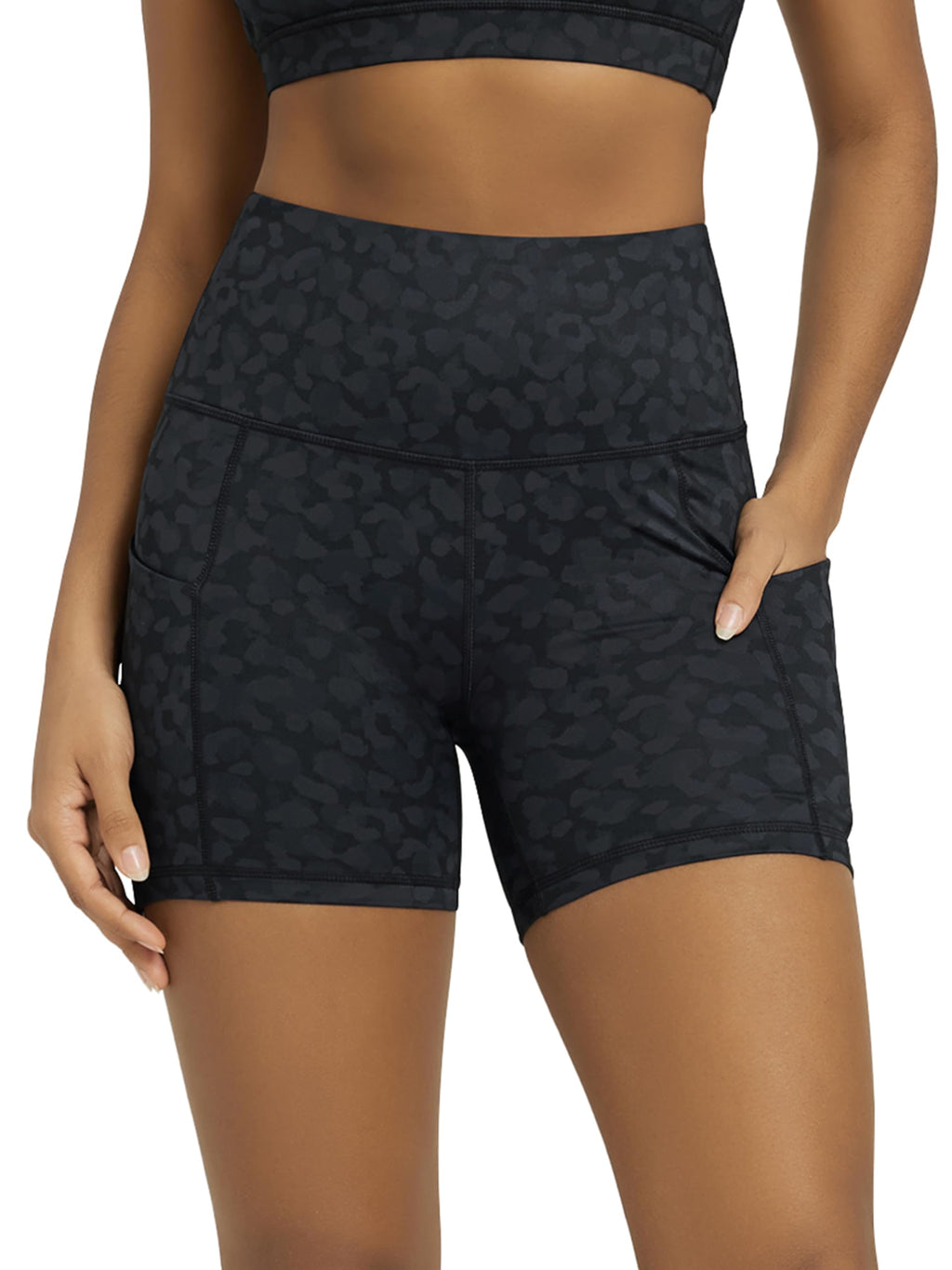 Women's High-Waist Tummy-Control Biker Shorts with Pockets