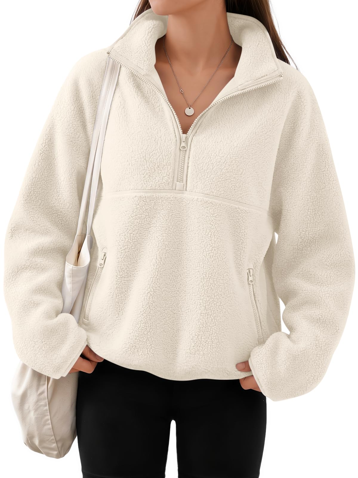 Women's Quarter-Zip Sherpa Fleece Pullover Jacket