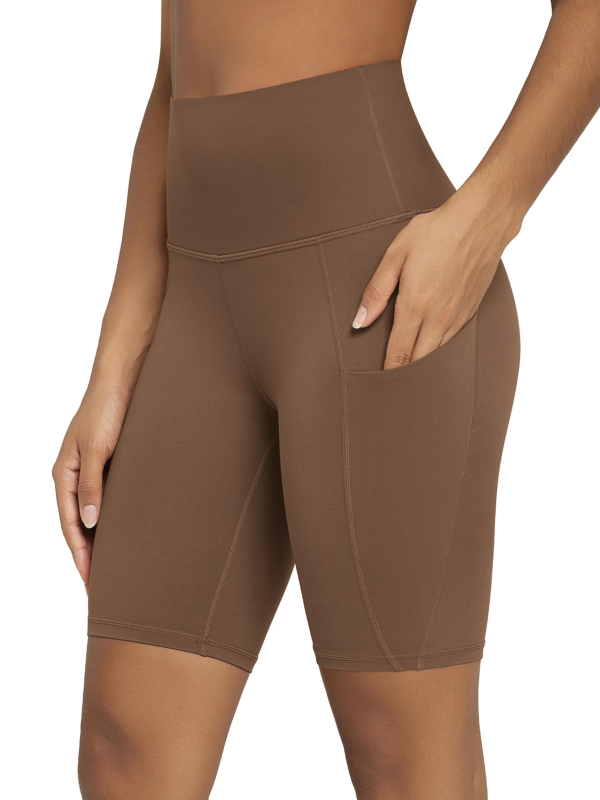 Women's High-Waist Tummy-Control Biker Shorts with Pockets